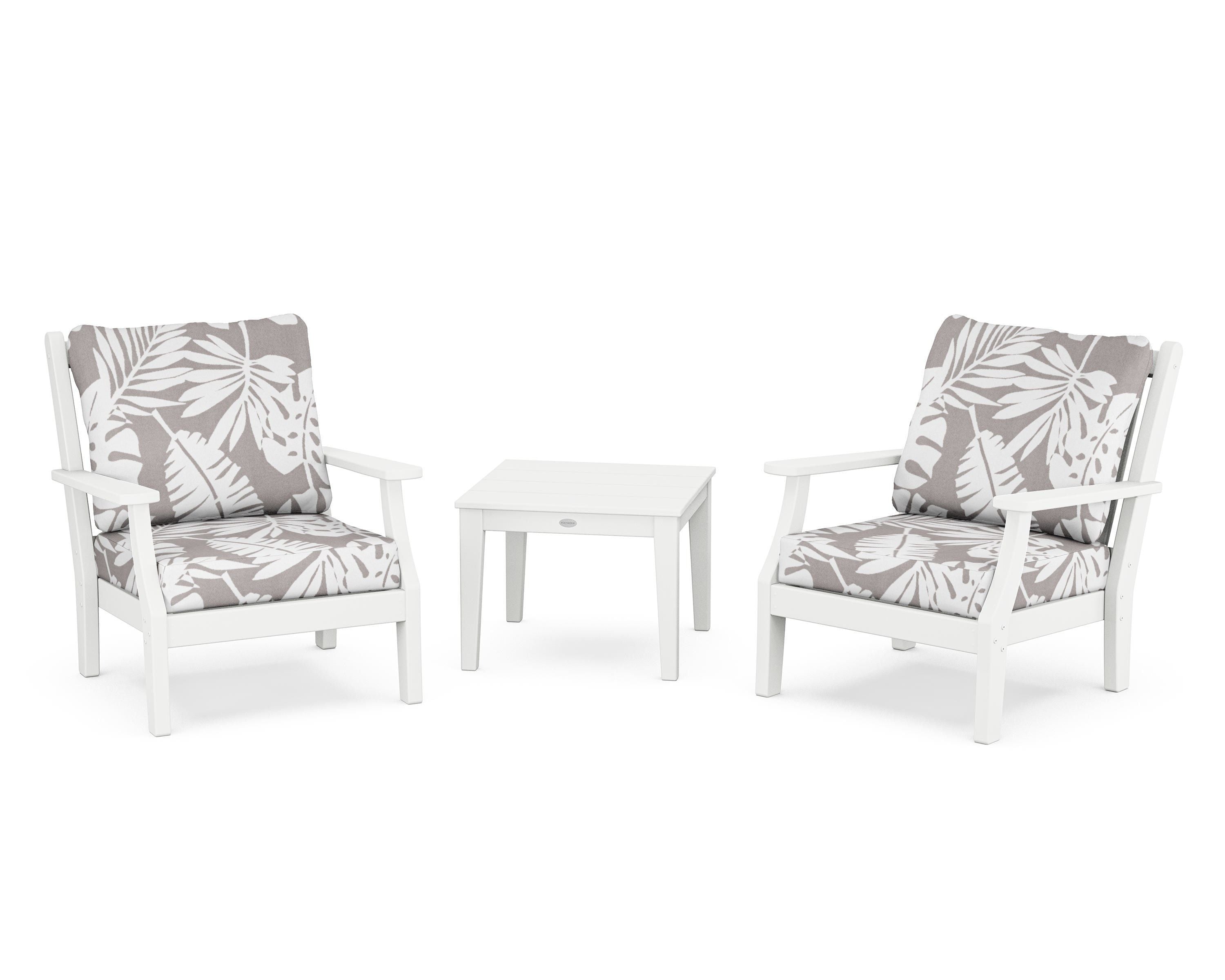 Country Living Wovendale 3-Piece Deep Seating Set in White / Leaf Grey Mist