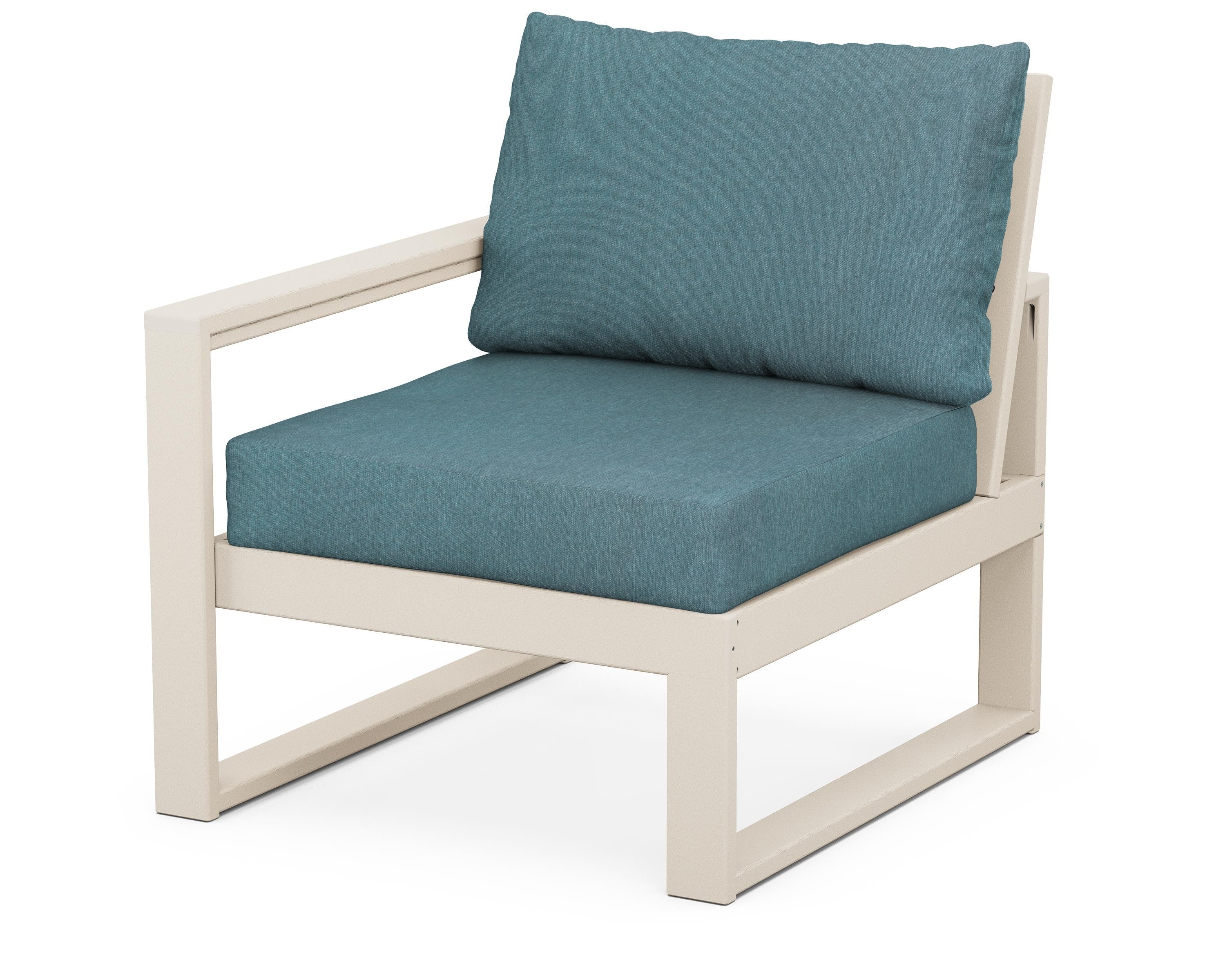 POLYWOOD® EDGE Modular Left Arm Chair in Sand / Ocean Teal
