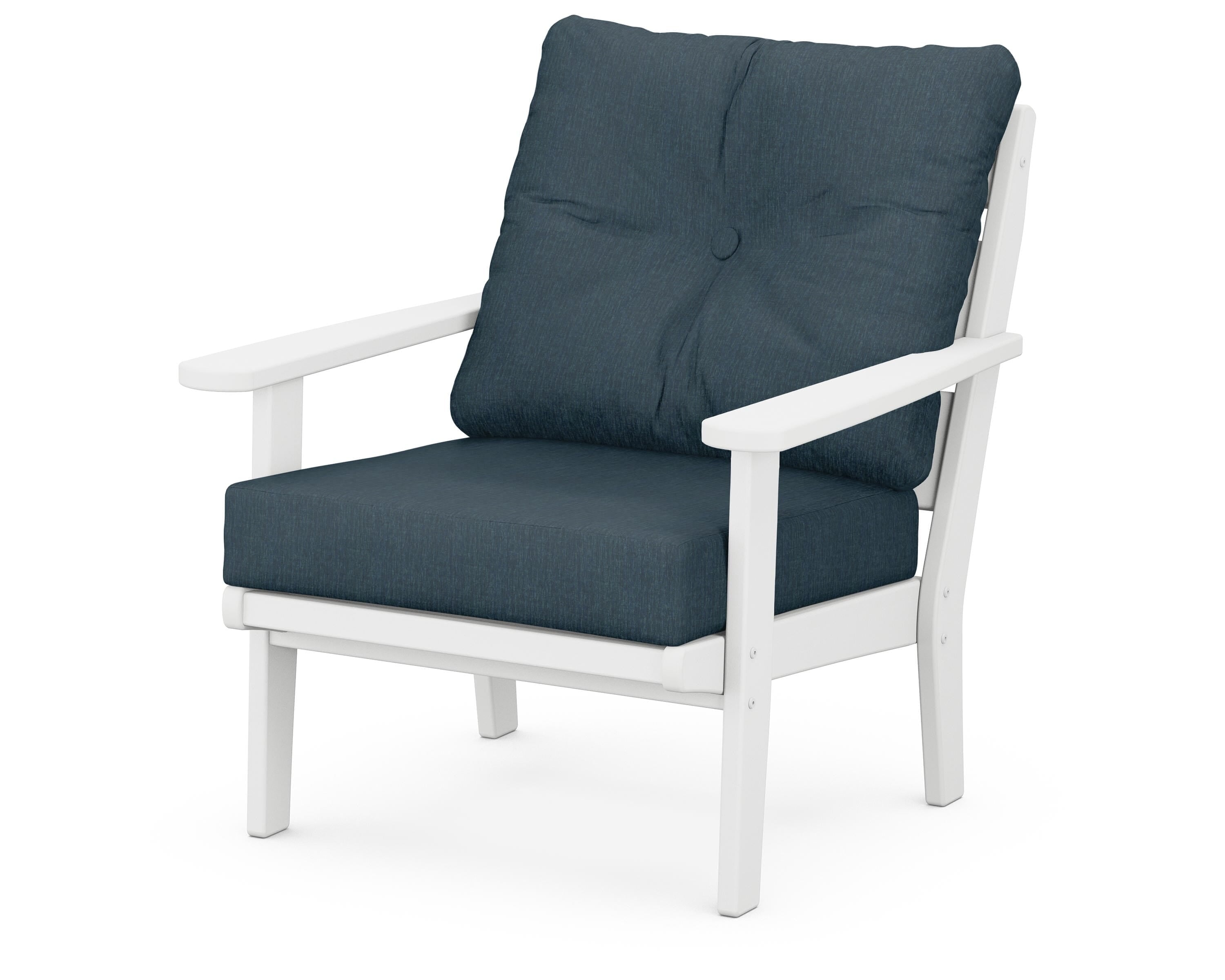 POLYWOOD® Lakeside Deep Seating Chair in White / Platform Indigo