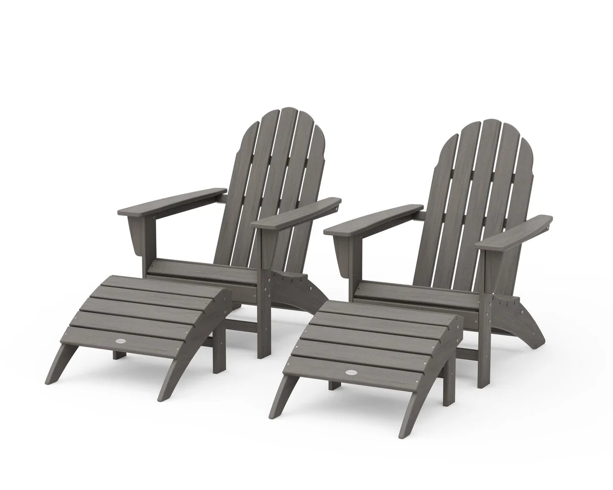 Vineyard Adirondack Chair 4-Piece Set with Ottomans