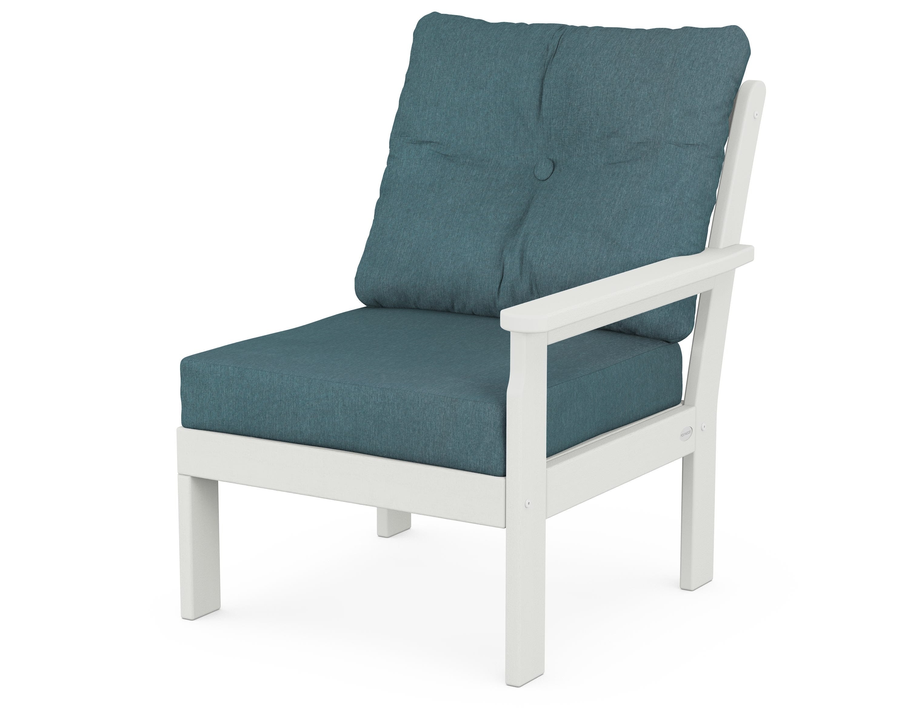 POLYWOOD® Vineyard Modular Right Arm Chair in Vintage White / Ocean Teal