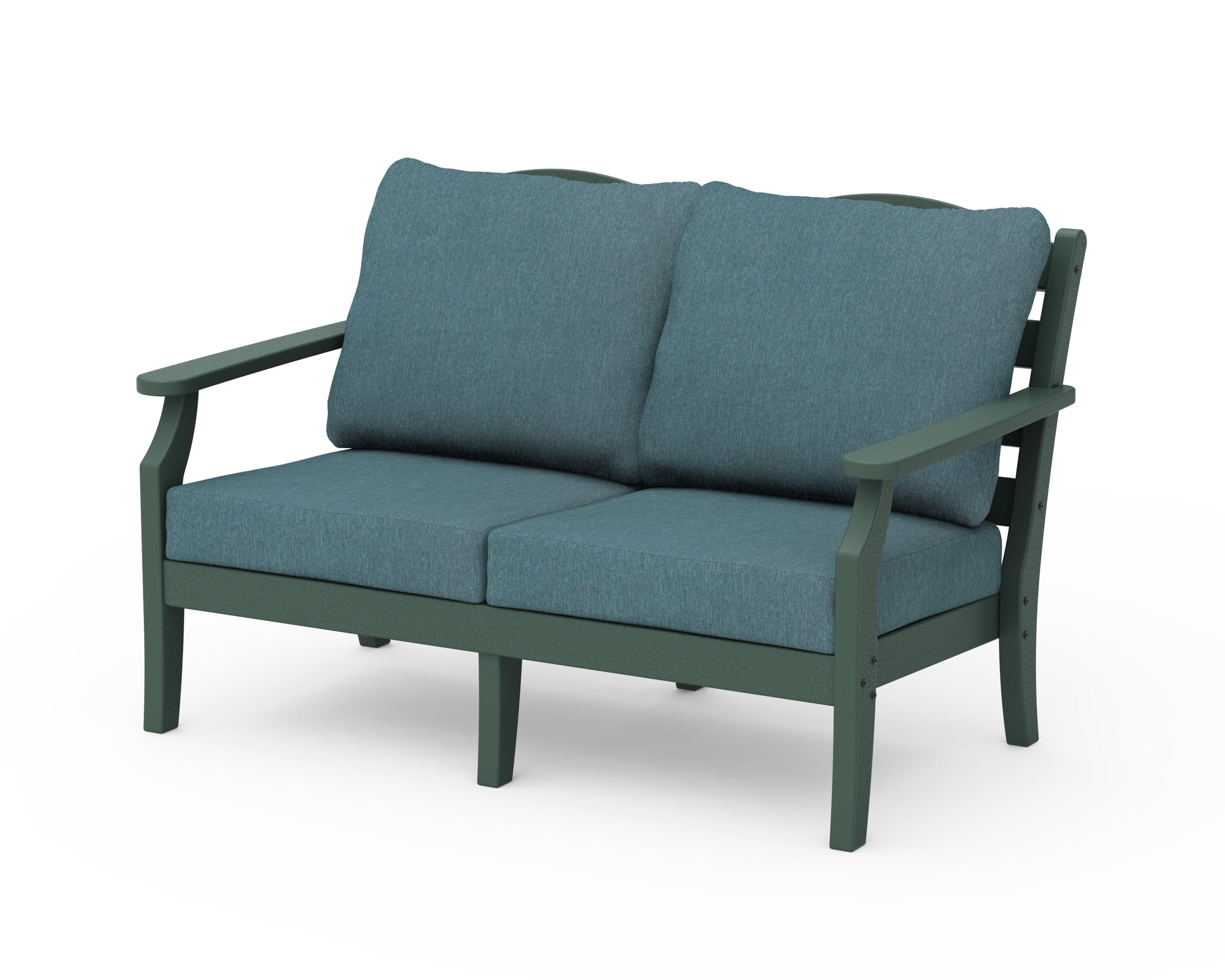 Draper James™ by POLYWOOD® Savannah Deep Seating Loveseat in Green / Ocean Teal