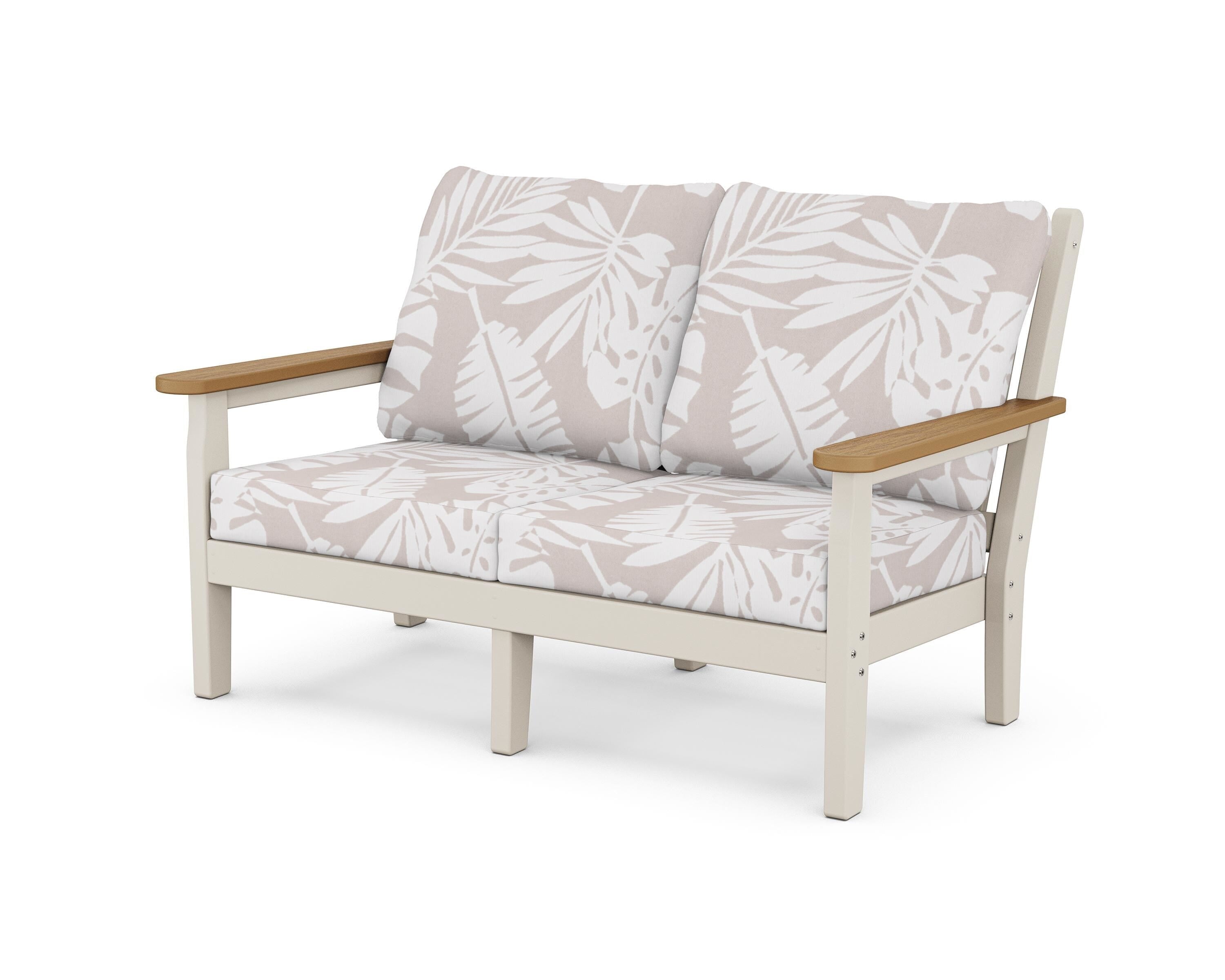 POLYWOOD® Chippendale Deep Seating Loveseat in Sand / Natural / Leaf Dune Burlap