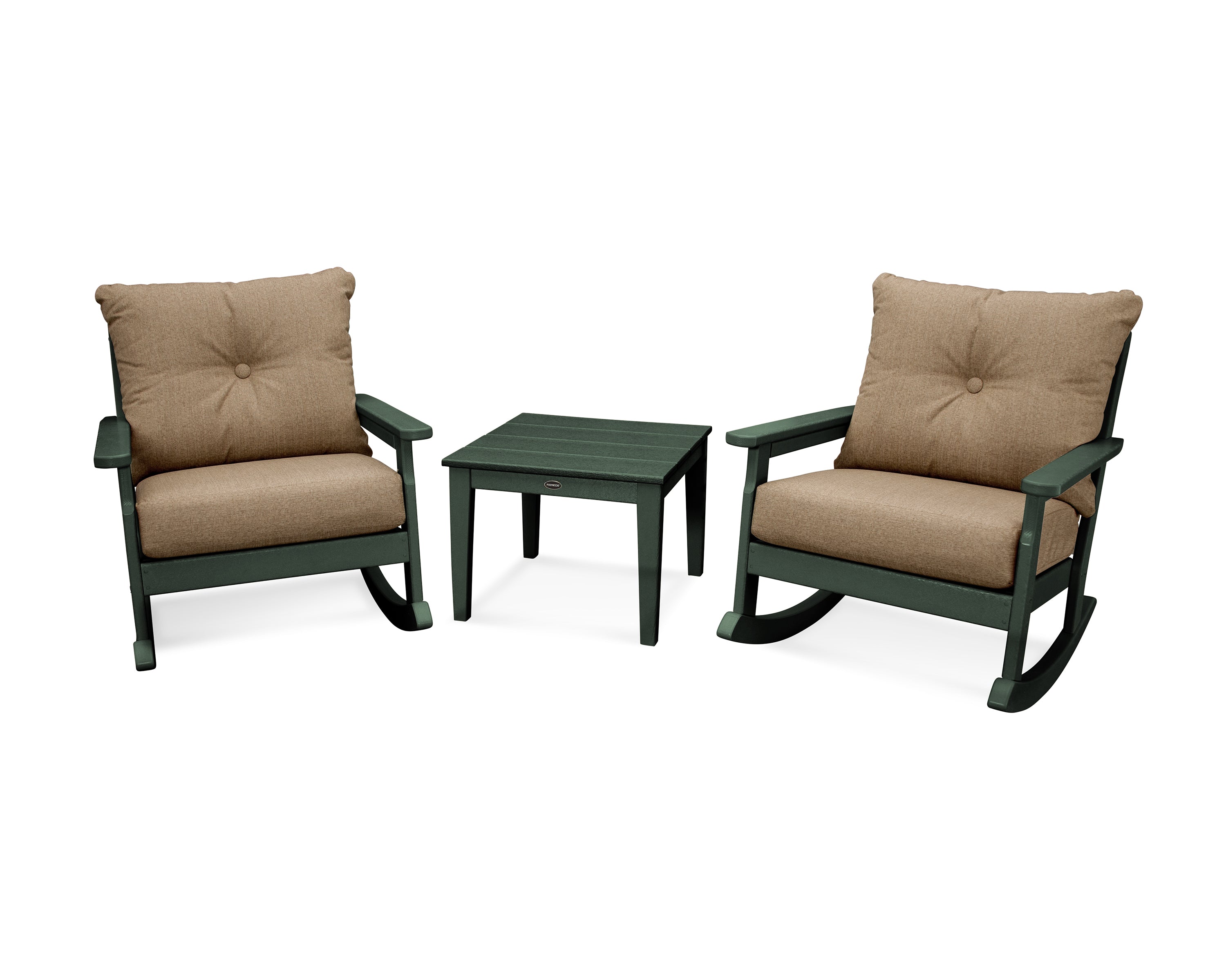 POLYWOOD® Vineyard 3-Piece Deep Seating Rocker Set in Green / Sesame