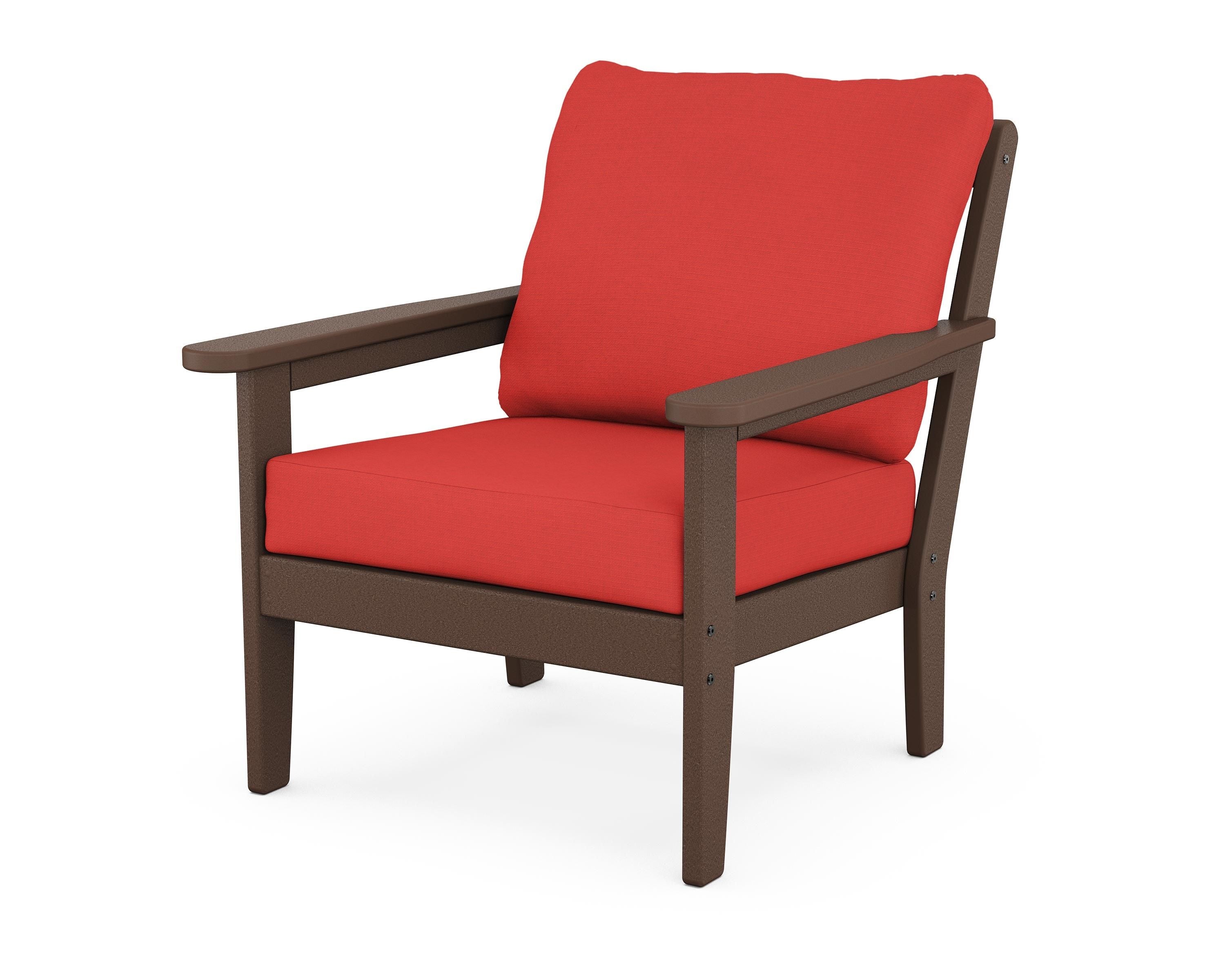 Country Living Cottage Deep Seating Chair in Mahogany / Crimson Linen