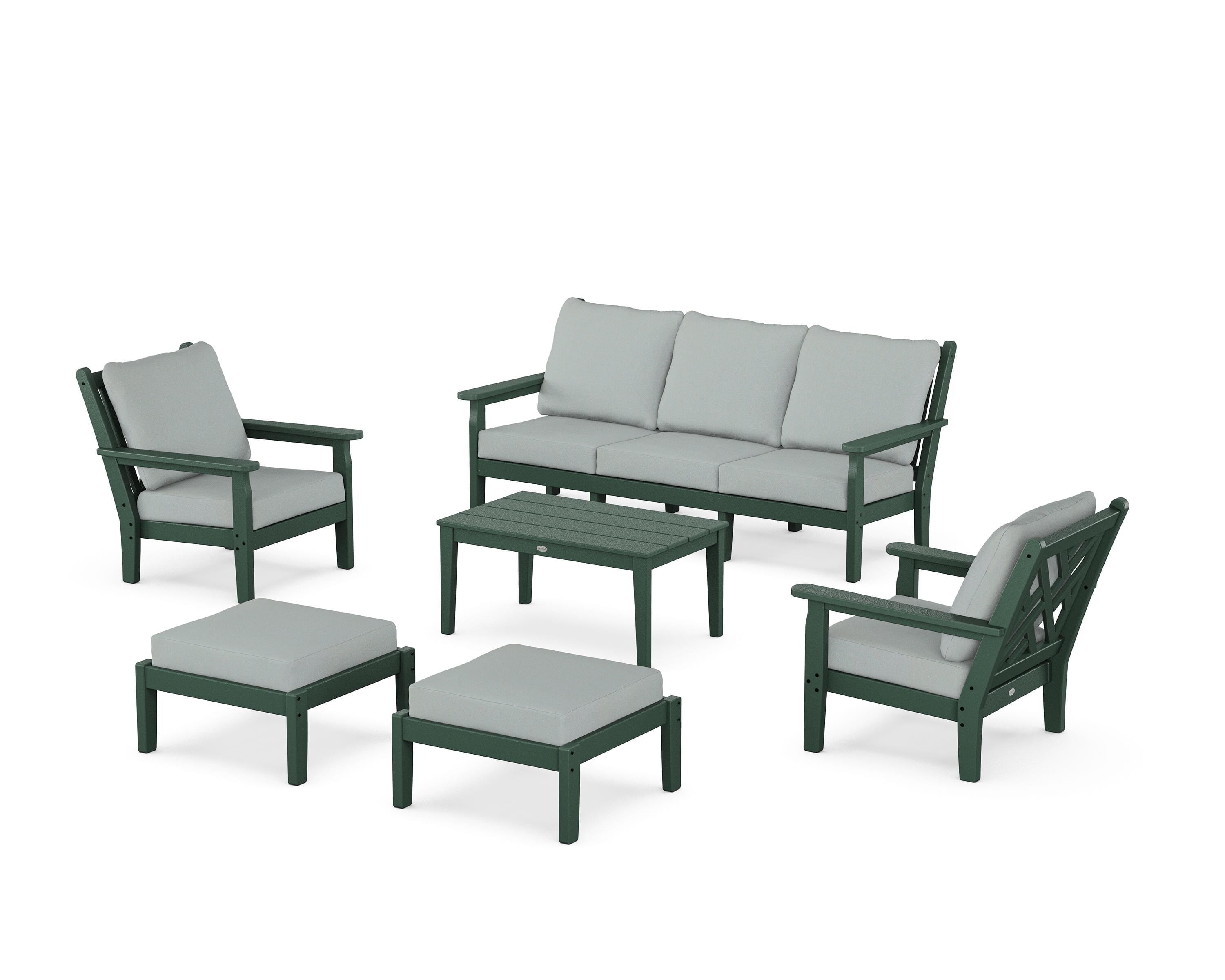 POLYWOOD® Chippendale 6-Piece Lounge Sofa Set in Green / Spa