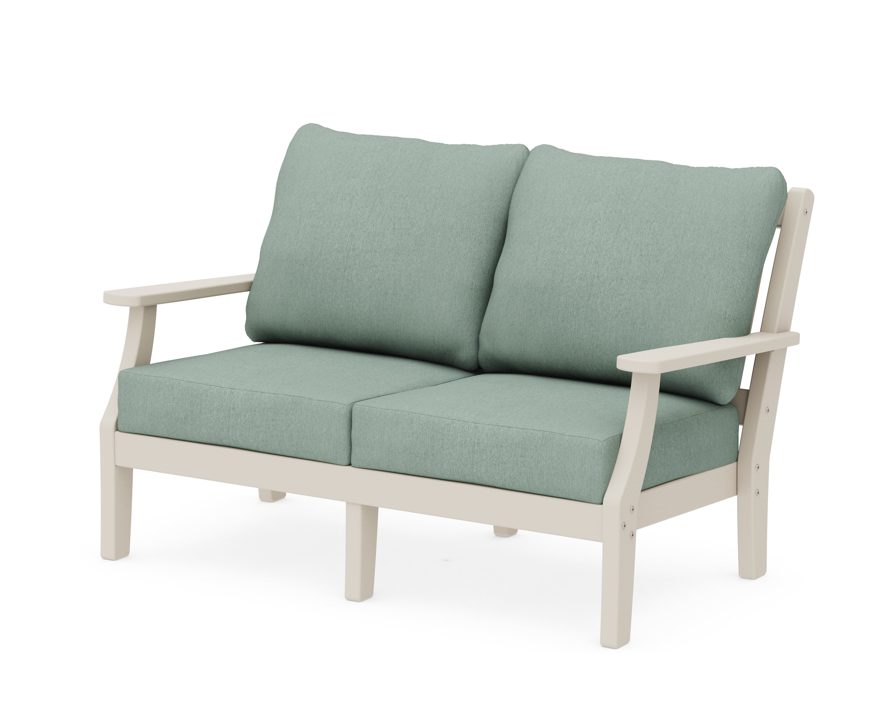 Martha Stewart by POLYWOOD® Chinoiserie Deep Seating Loveseat in Sand / Glacier Spa