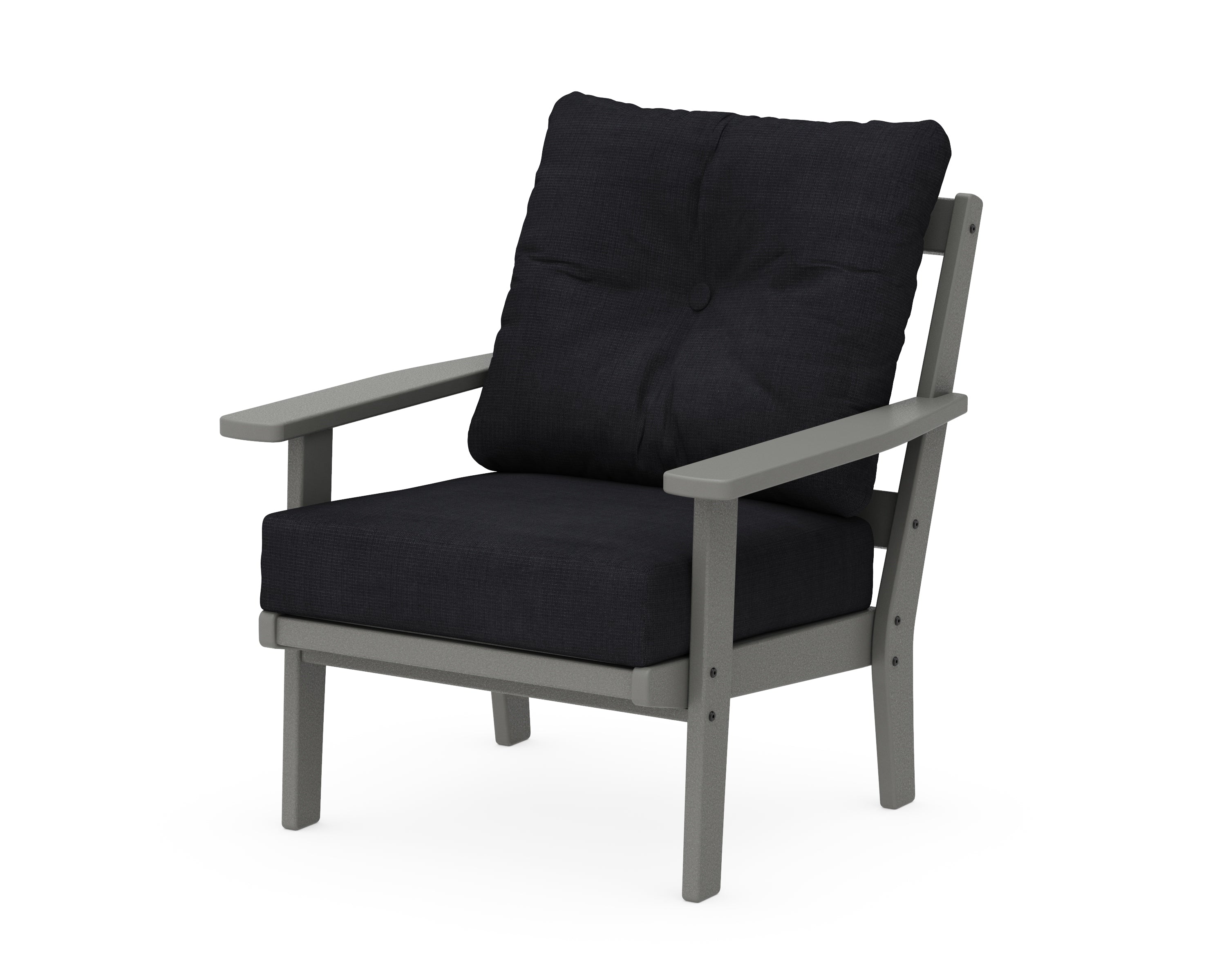 POLYWOOD® Oxford Deep Seating Chair in Slate Grey / Midnight Linen