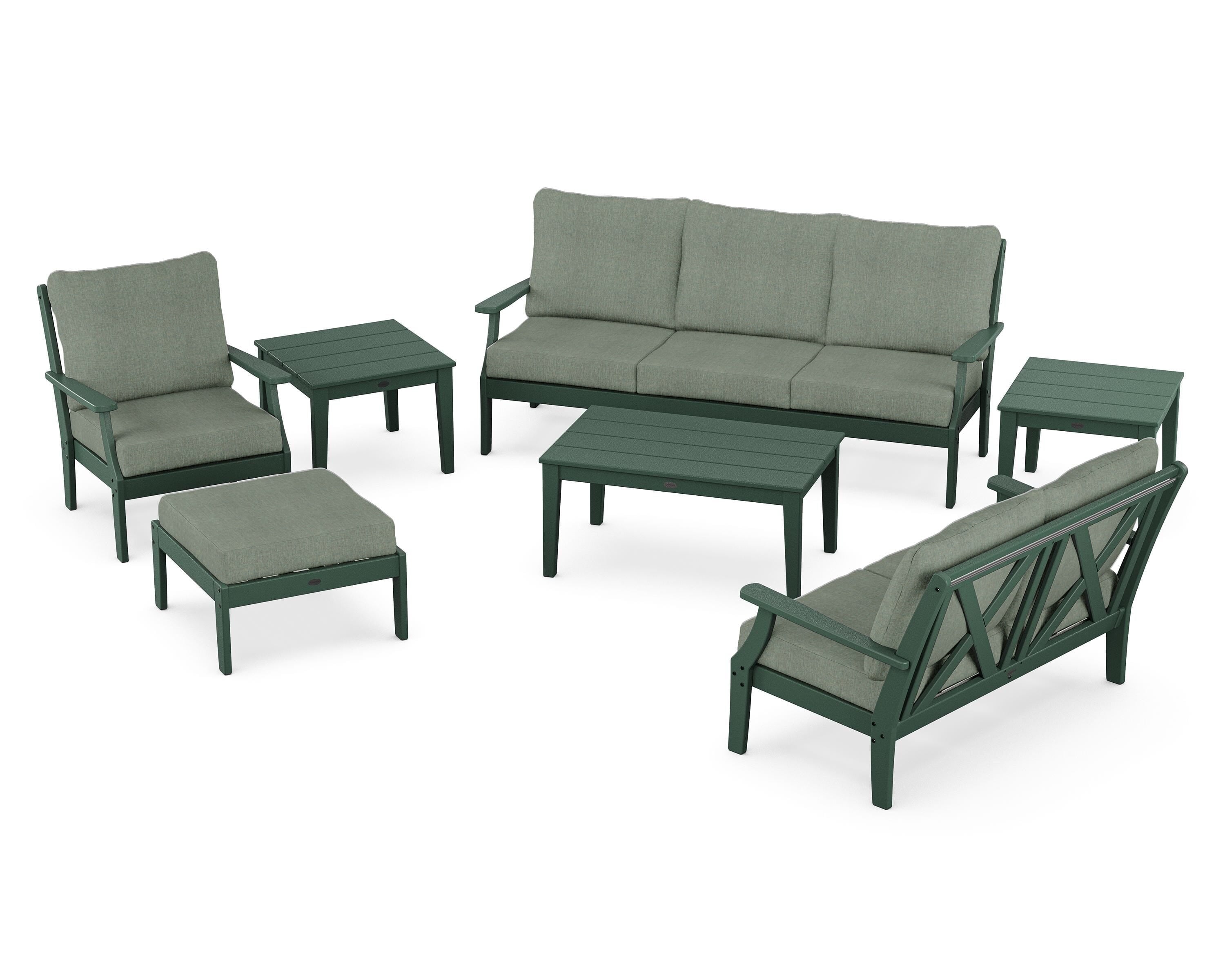 POLYWOOD® Braxton 7-Piece Deep Seating Set in Green / Cast Sage