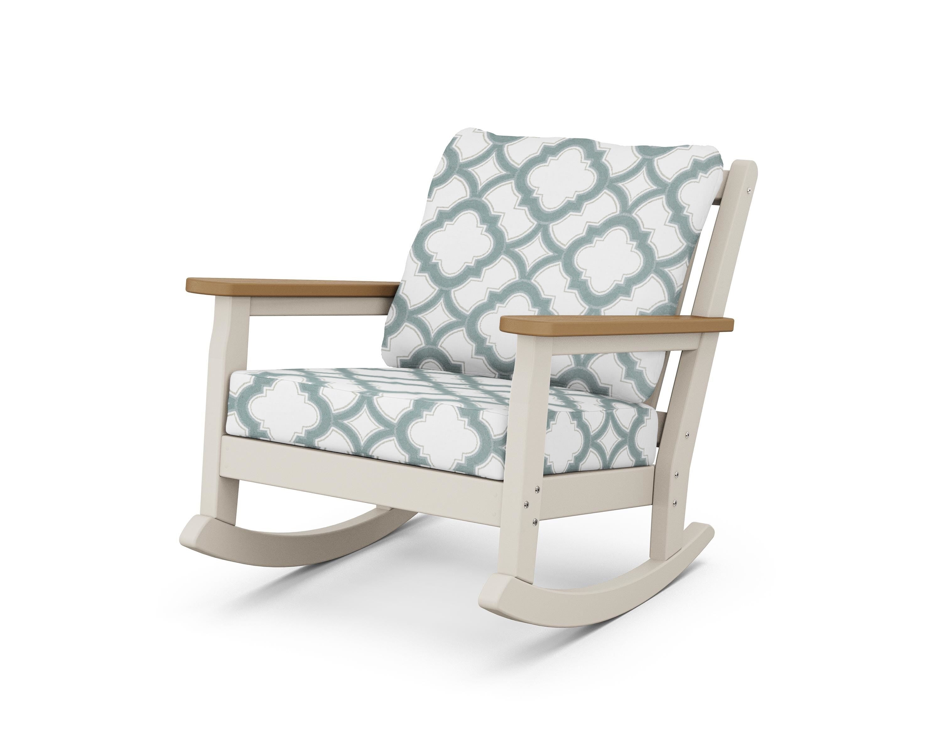 POLYWOOD® Chippendale Deep Seating Rocking Chair in Sand / Natural / Trellis Glacier Spa