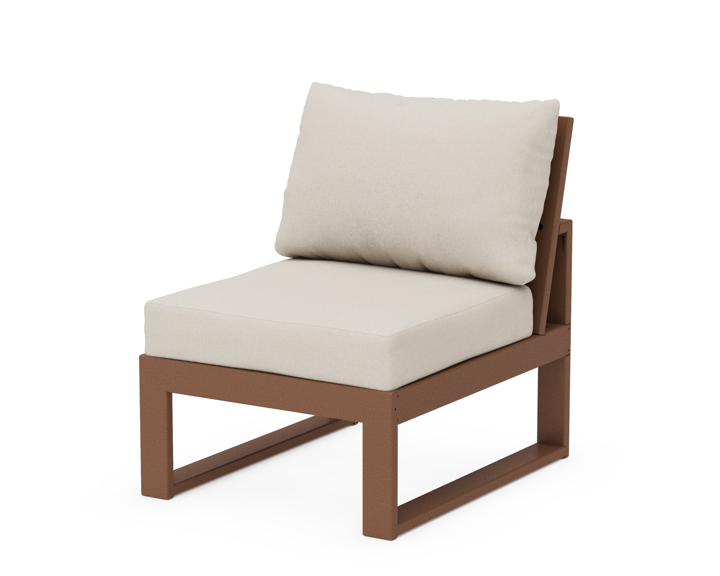 Unbranded Modular Armless Chair in Teak / Dune Burlap