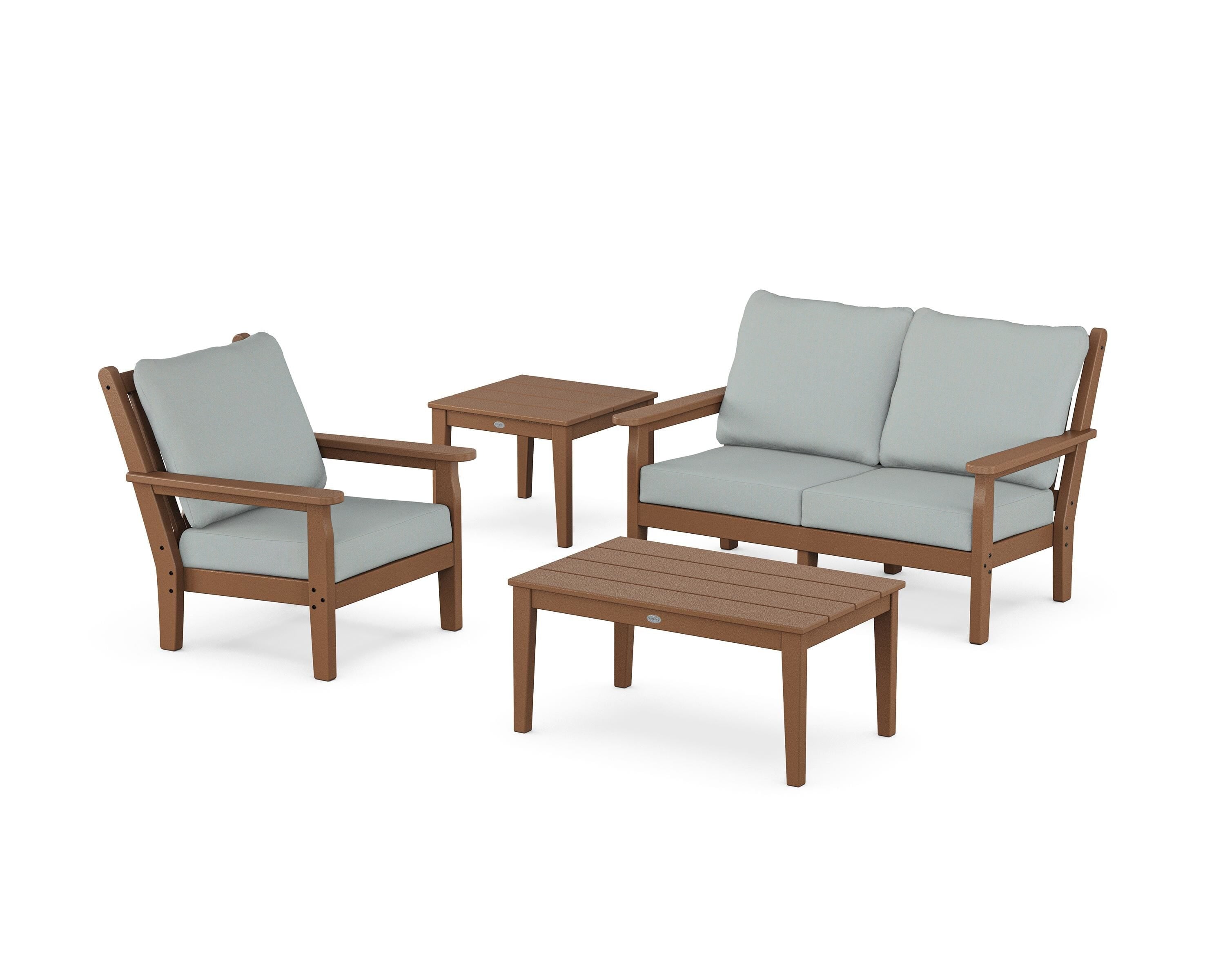 POLYWOOD® Chippendale 4-Piece Deep Seating Set in Teak / Spa