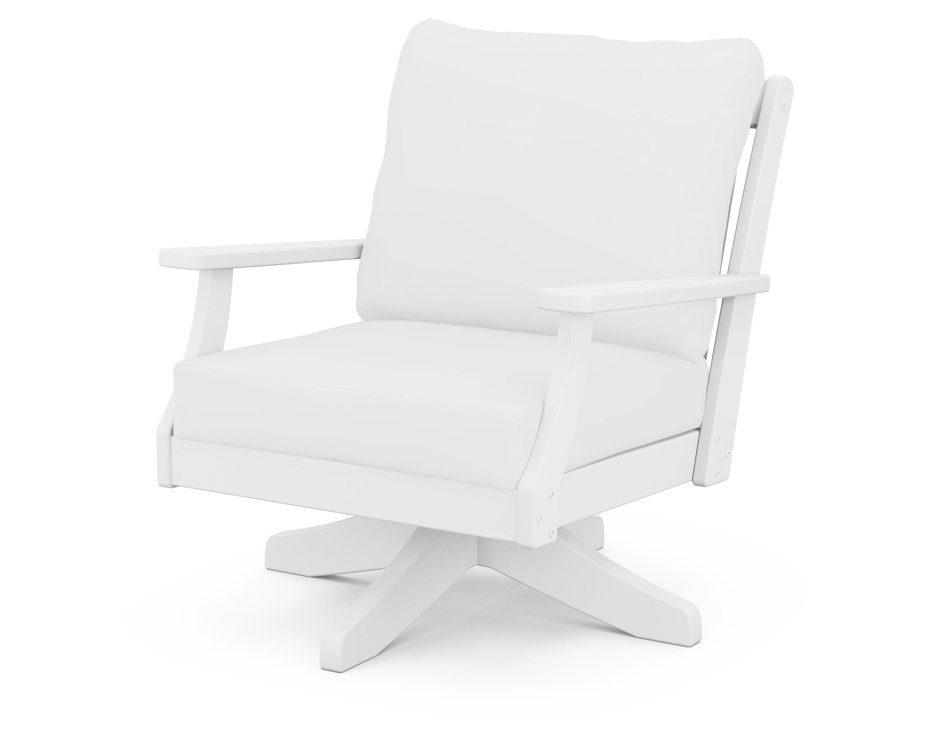 POLYWOOD® Braxton Deep Seating Swivel Chair in White / Natural