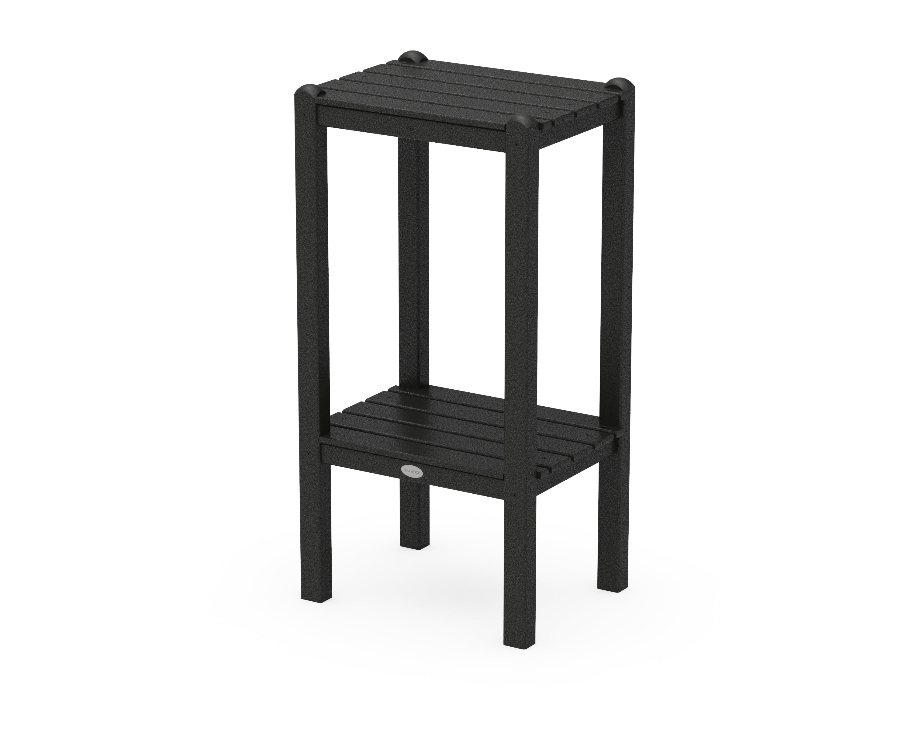 POLYWOOD® Two Shelf Bar Side Table in Black