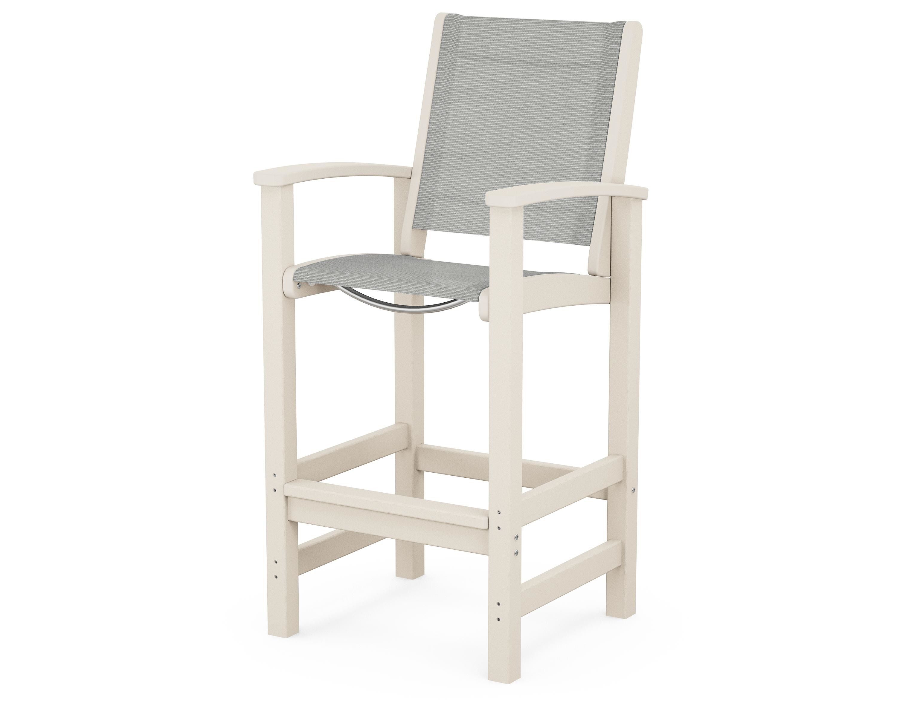 POLYWOOD® Coastal Bar Chair in Sand / Metallic Sling