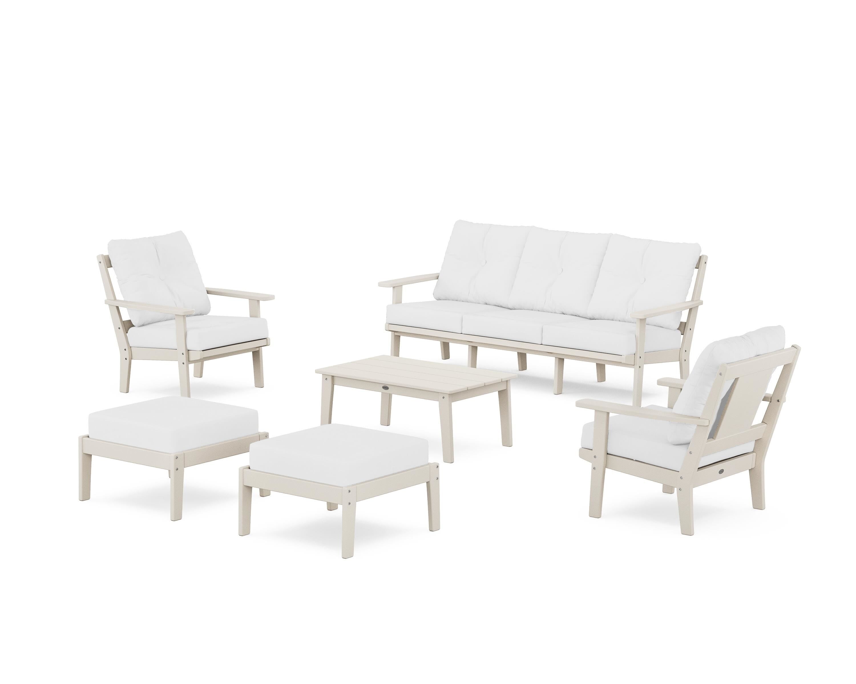 POLYWOOD® Prairie 6-Piece Lounge Sofa Set in Sand / Natural