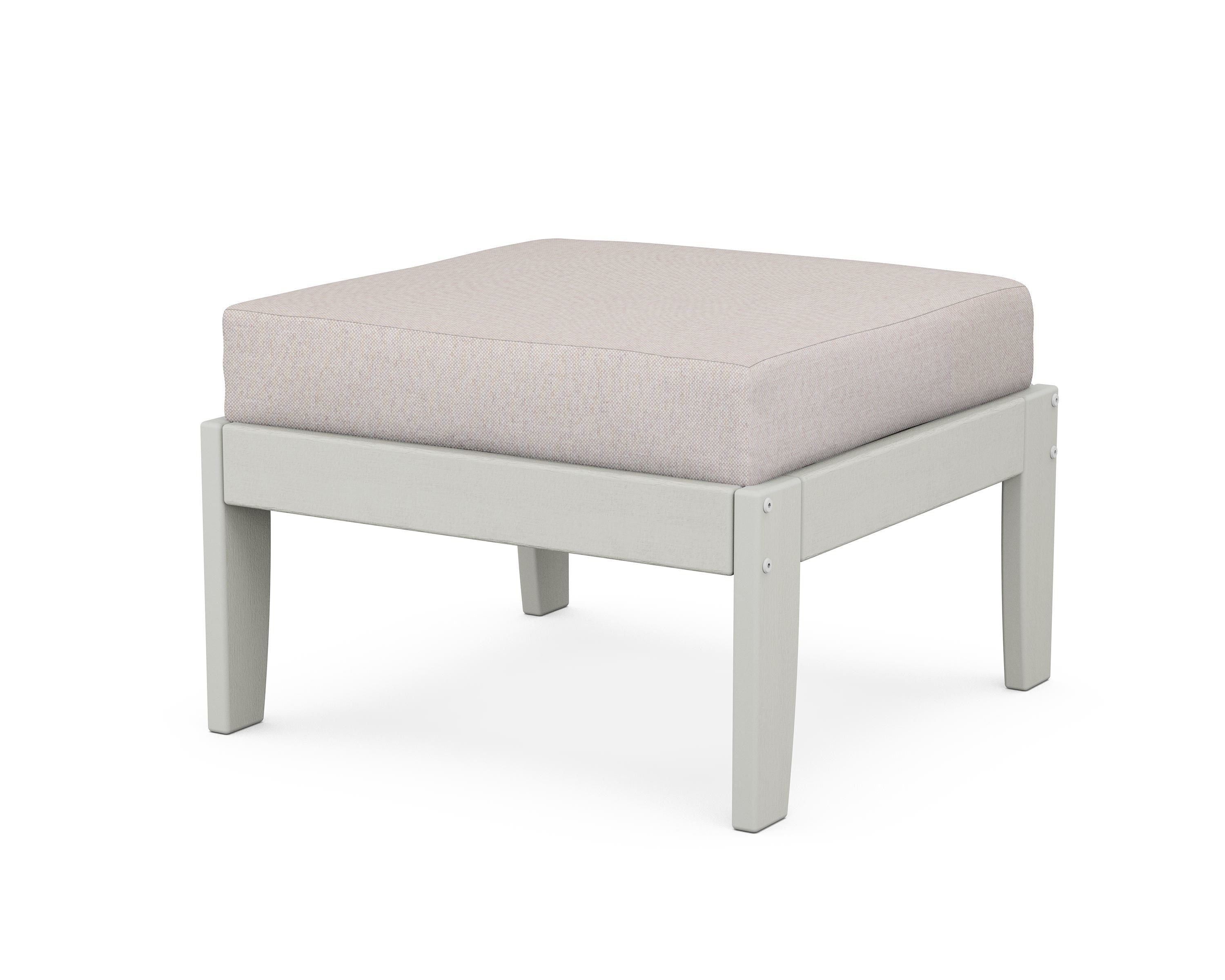 Unbranded Modular Ottoman - Classic in Vintage White / Dune Burlap