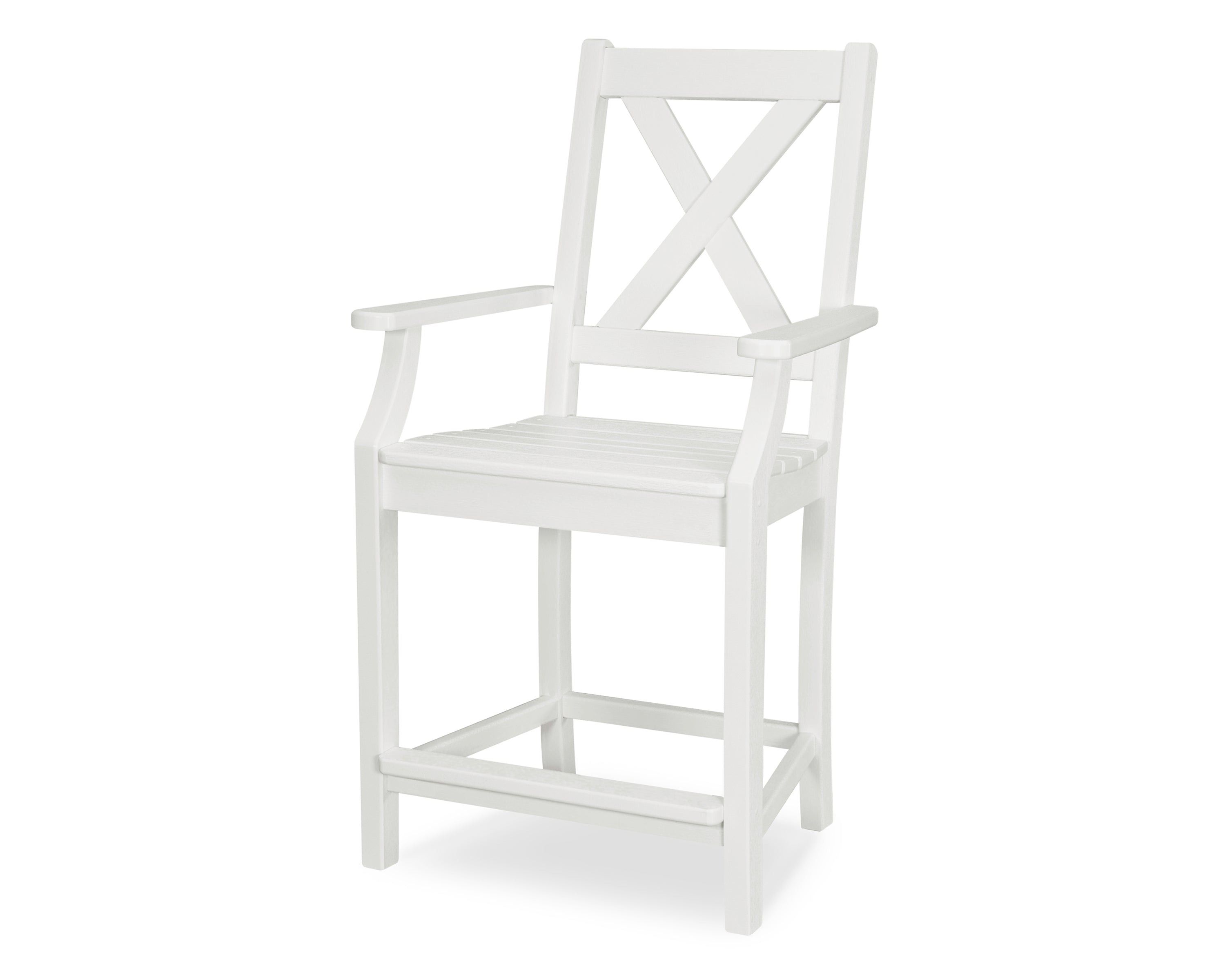 POLYWOOD® Braxton Counter Arm Chair in White