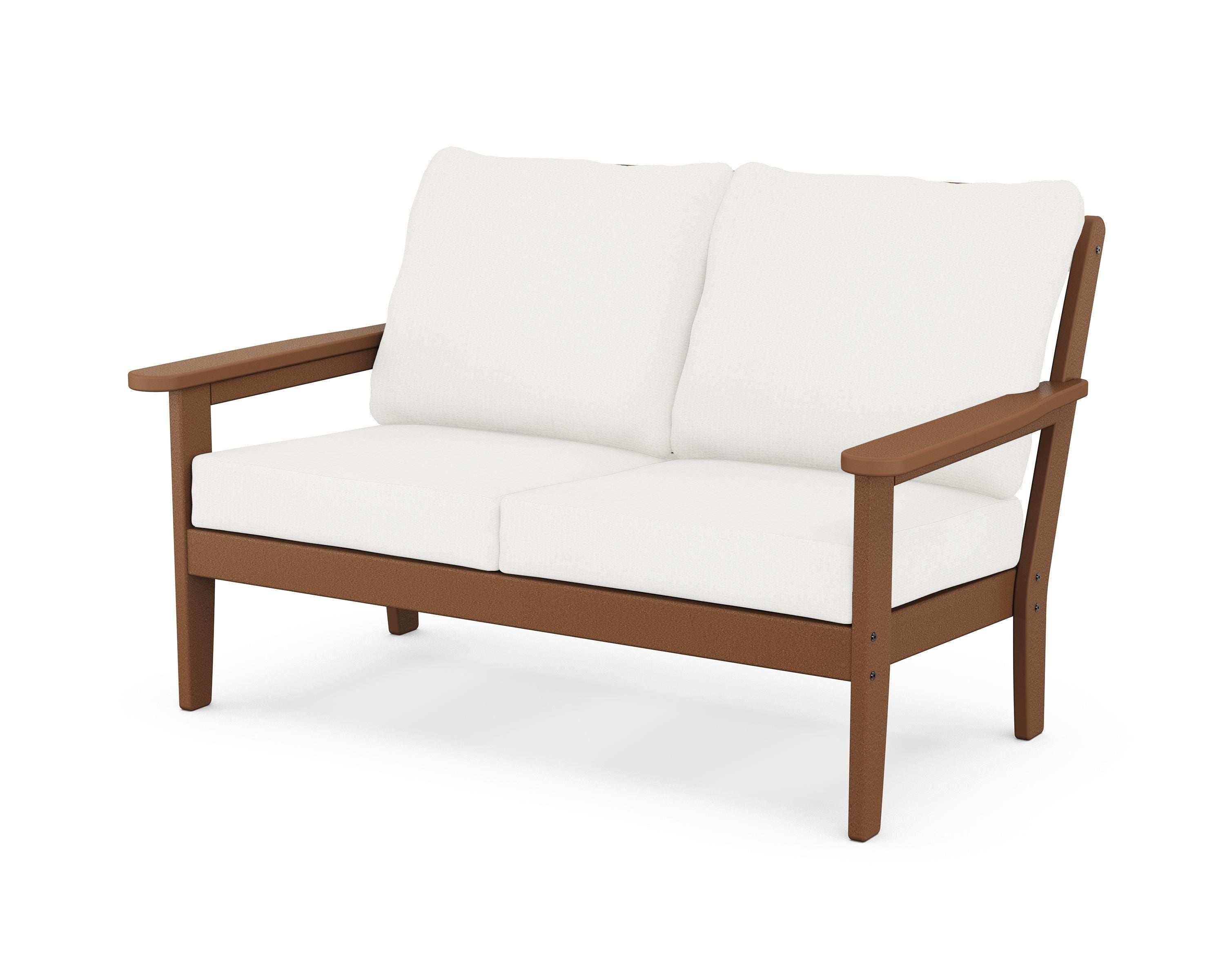 Country Living Cottage Deep Seating Loveseat in Teak / Natural Linen