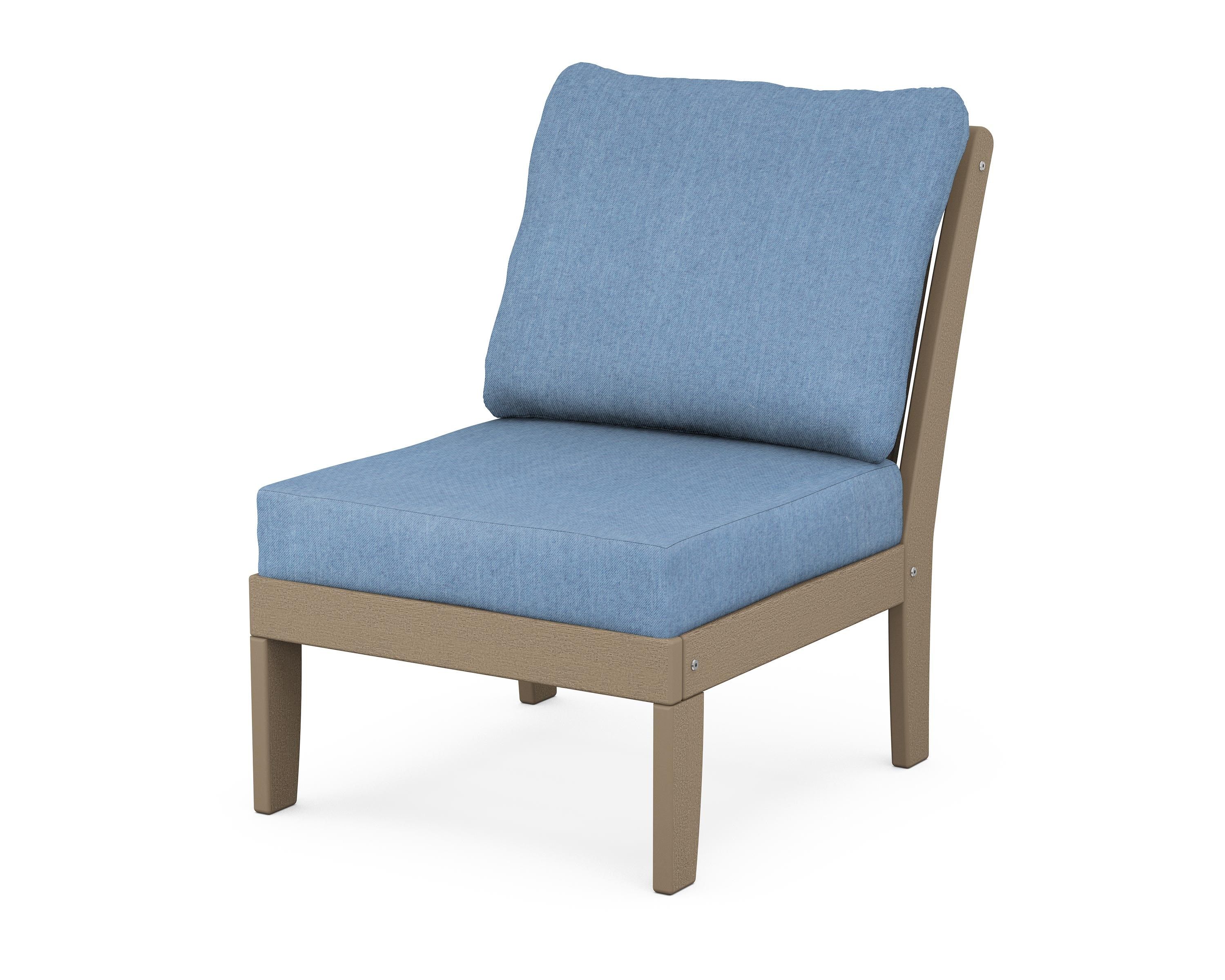 POLYWOOD® Braxton Modular Armless Chair in Vintage Sahara / Sky Blue