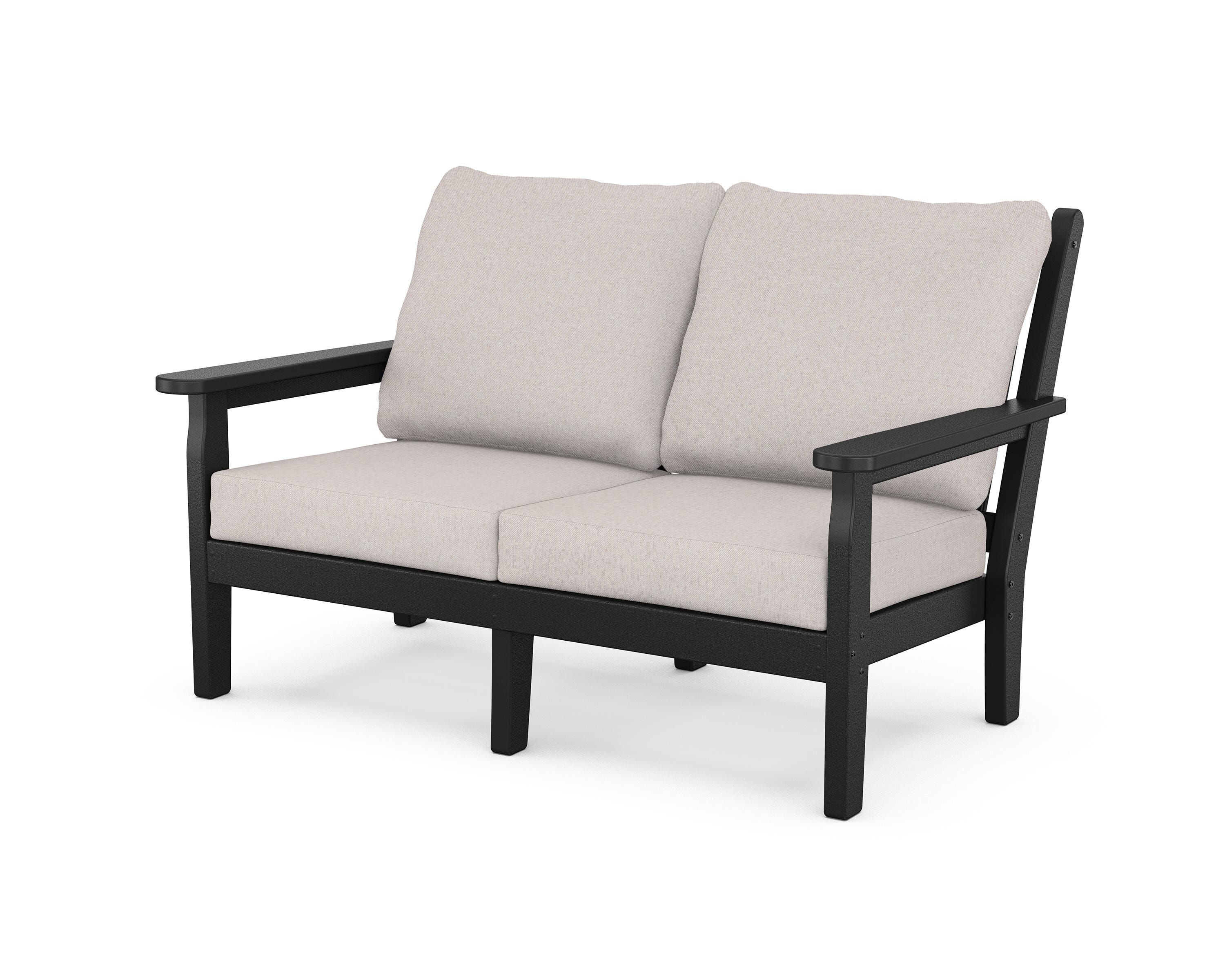 POLYWOOD® Chippendale Deep Seating Loveseat in Black / Dune Burlap