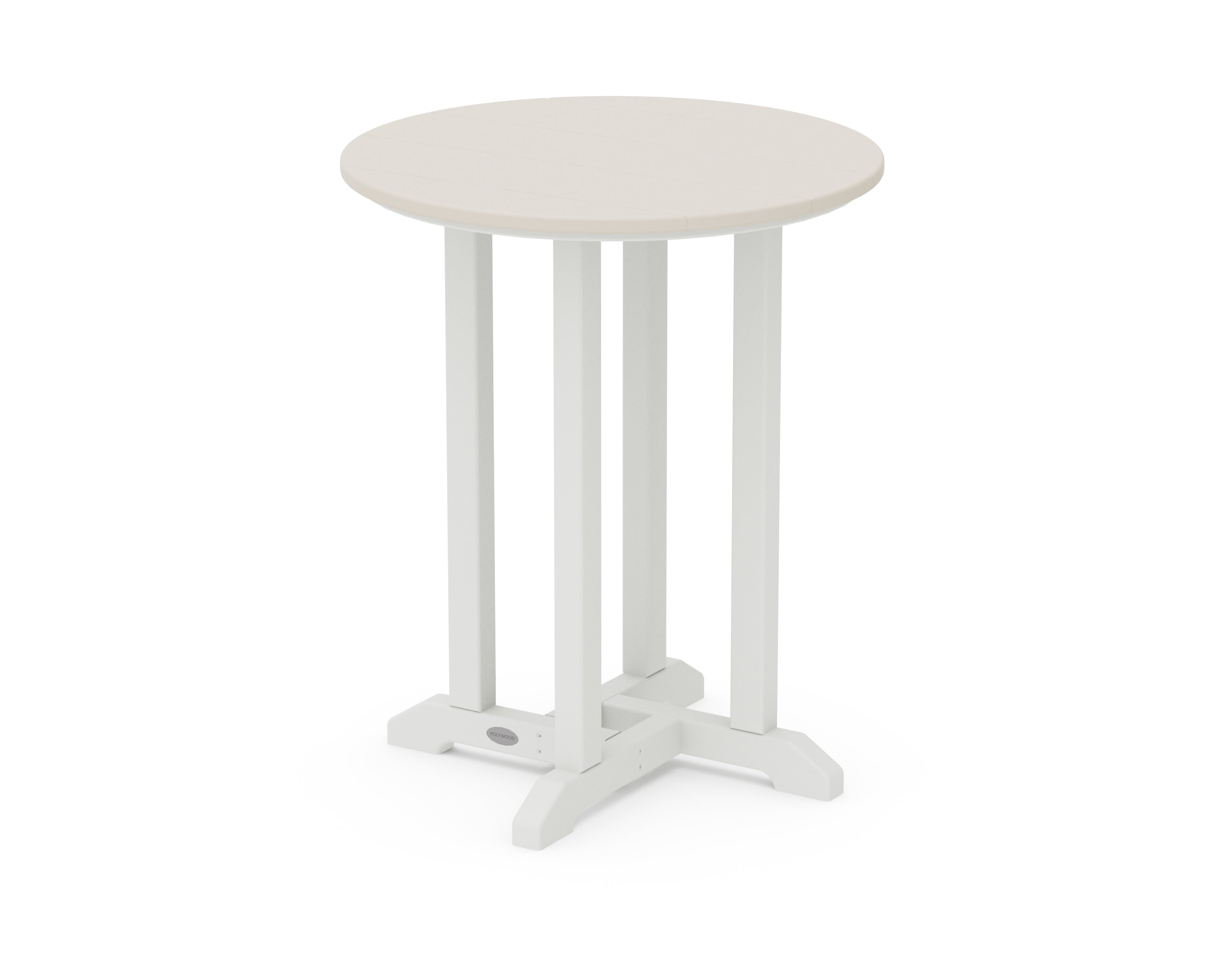 POLYWOOD® Contempo 24" Round Dining Table in White / Sand