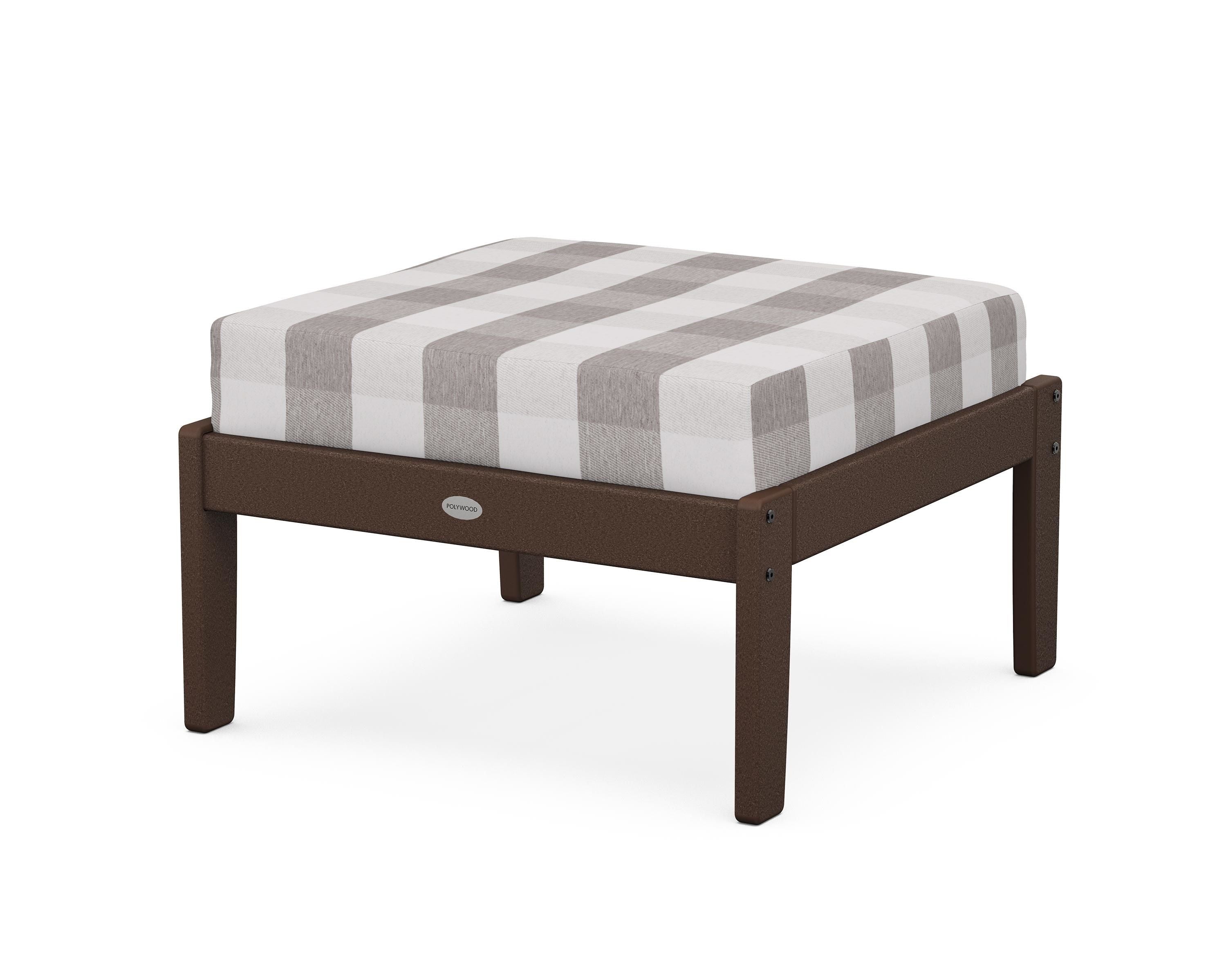 POLYWOOD® Braxton Deep Seating Ottoman in Mahogany / Buffalo Plaid Grey Mist