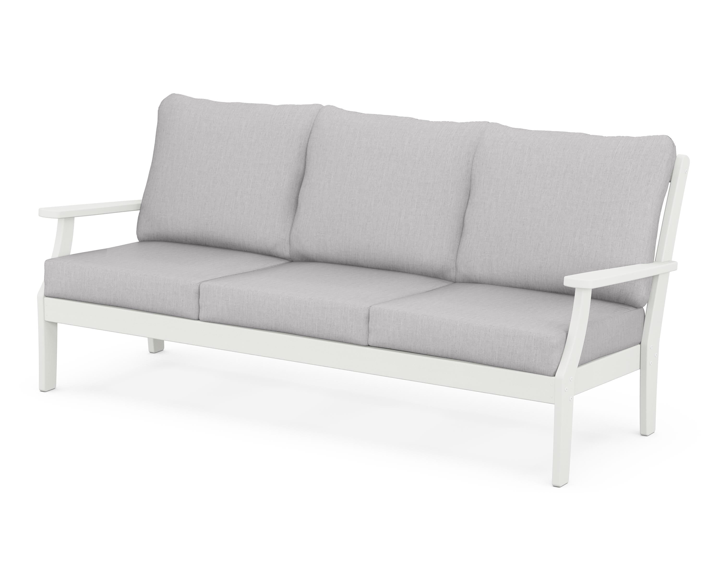 POLYWOOD® Braxton Deep Seating Sofa in Vintage White / Granite