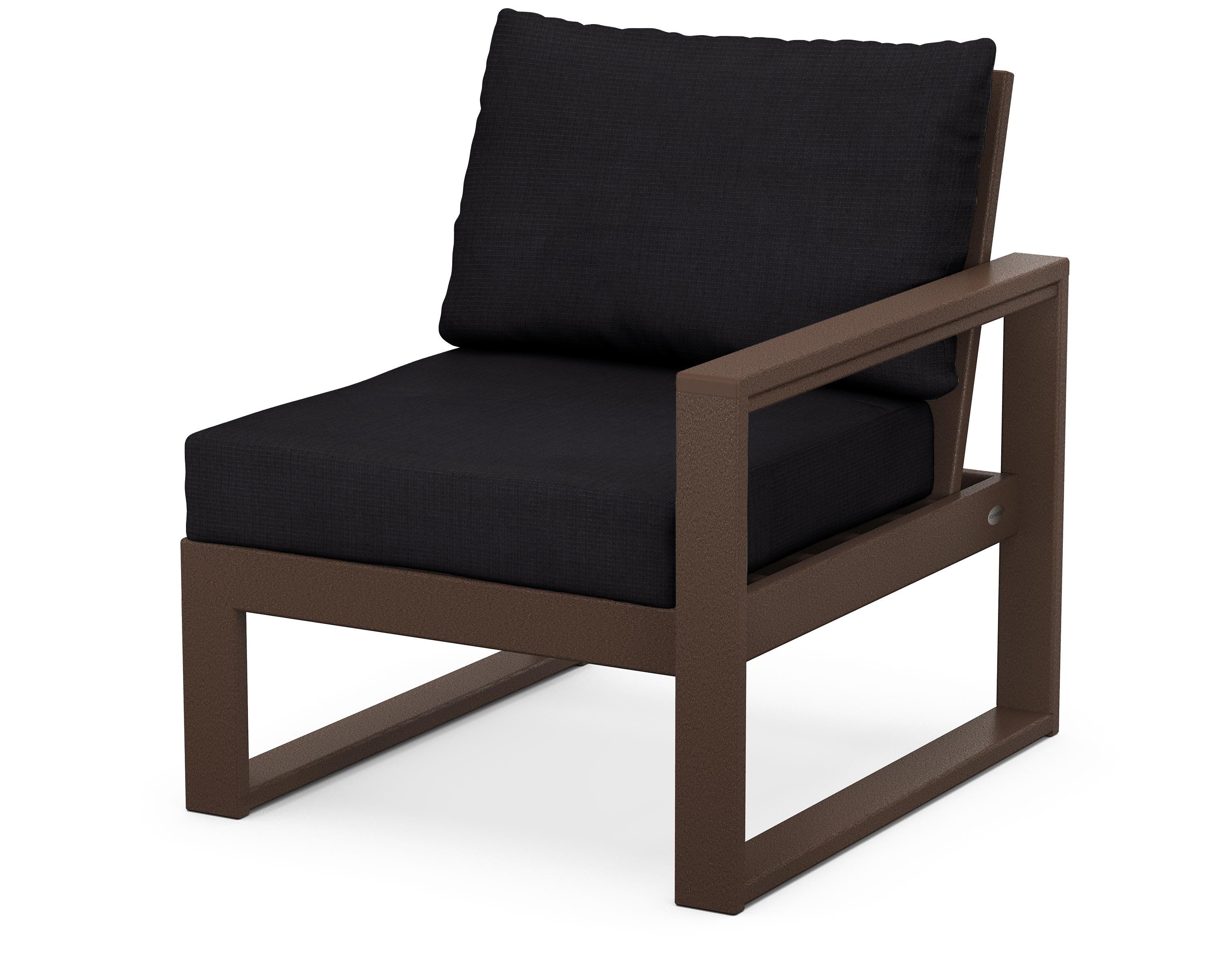 POLYWOOD® EDGE Modular Right Arm Chair in Mahogany / Midnight Linen