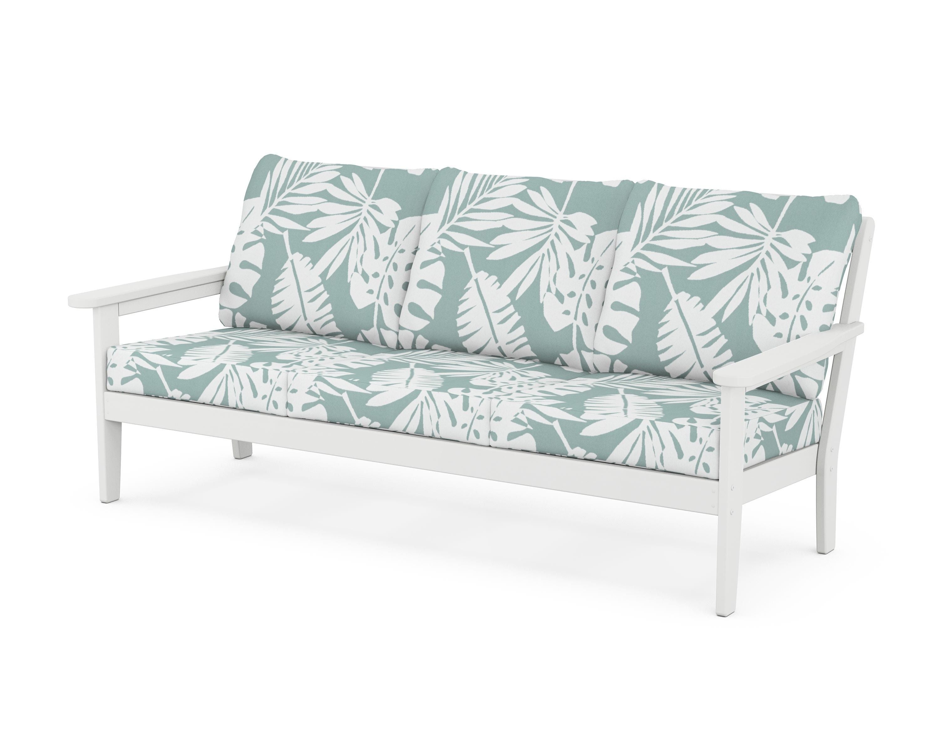 Country Living Cottage Deep Seating Sofa in White / Leaf Glacier Spa