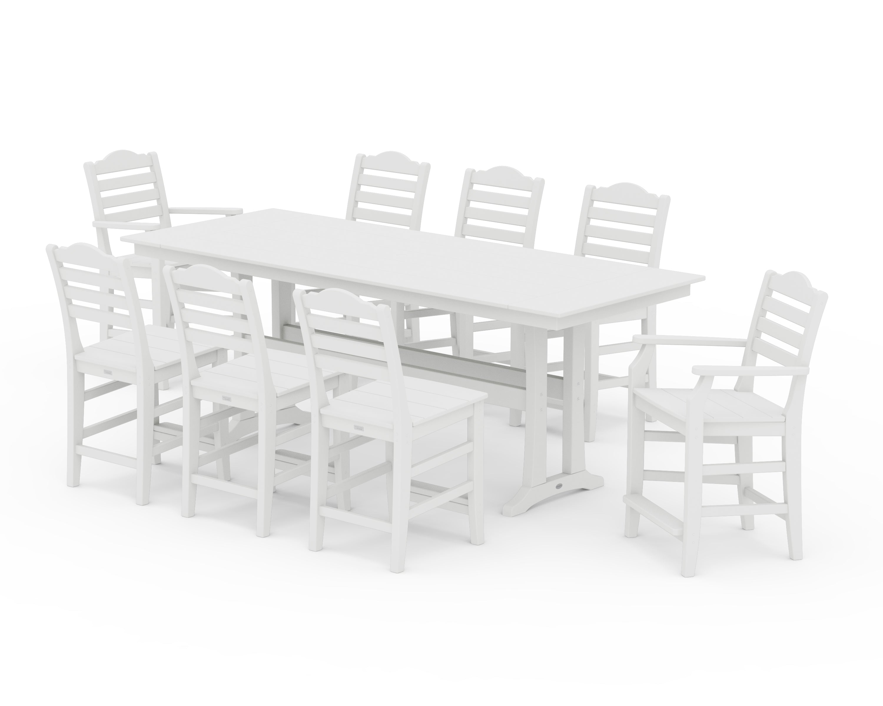 Draper James™ by POLYWOOD® Savannah 9-Piece Farmhouse Counter Set with Trestle Legs in White