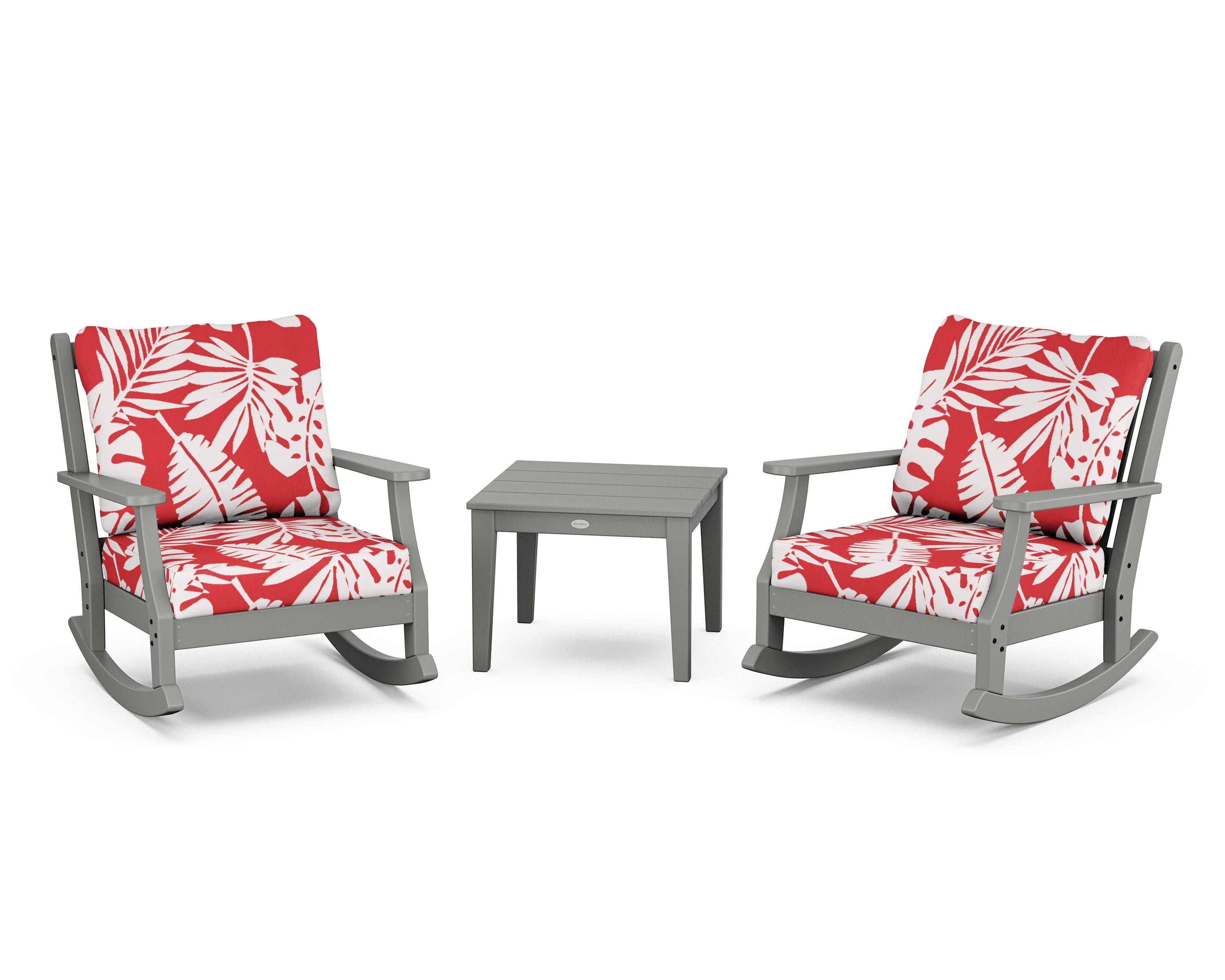 Country Living Wovendale 3-Piece Deep Seating Rocker Set in Slate Grey / Leaf Crimson