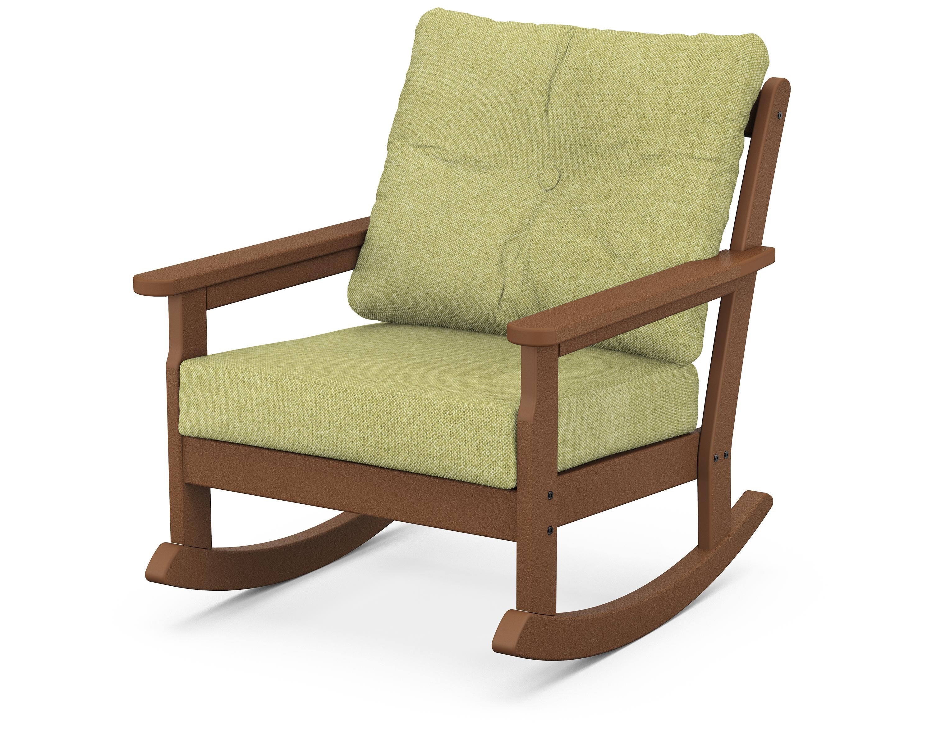 POLYWOOD® Vineyard Deep Seating Rocking Chair in Teak / Chartreuse Boucle
