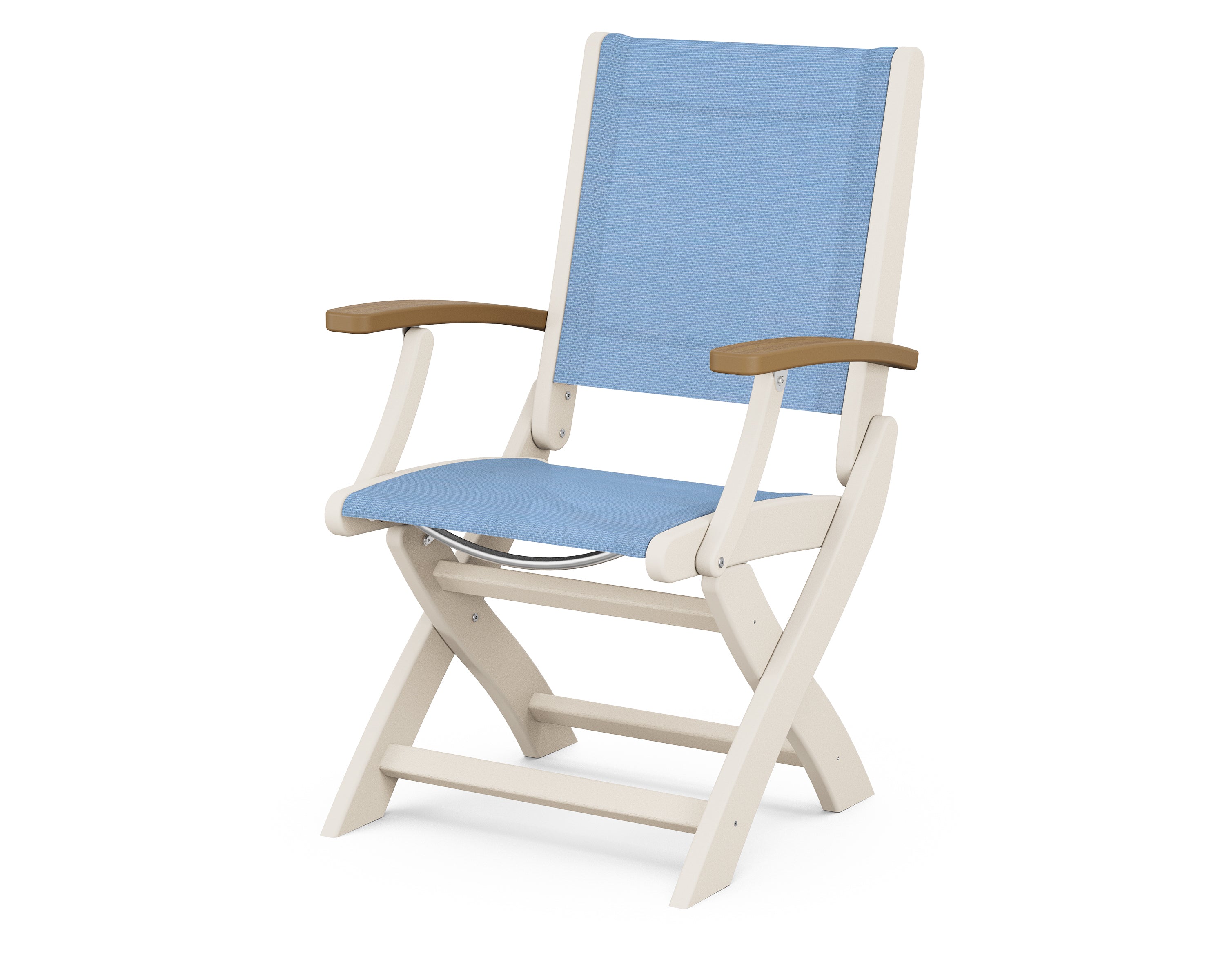 POLYWOOD® Coastal Folding Chair in Sand / Natural / Poolside Sling