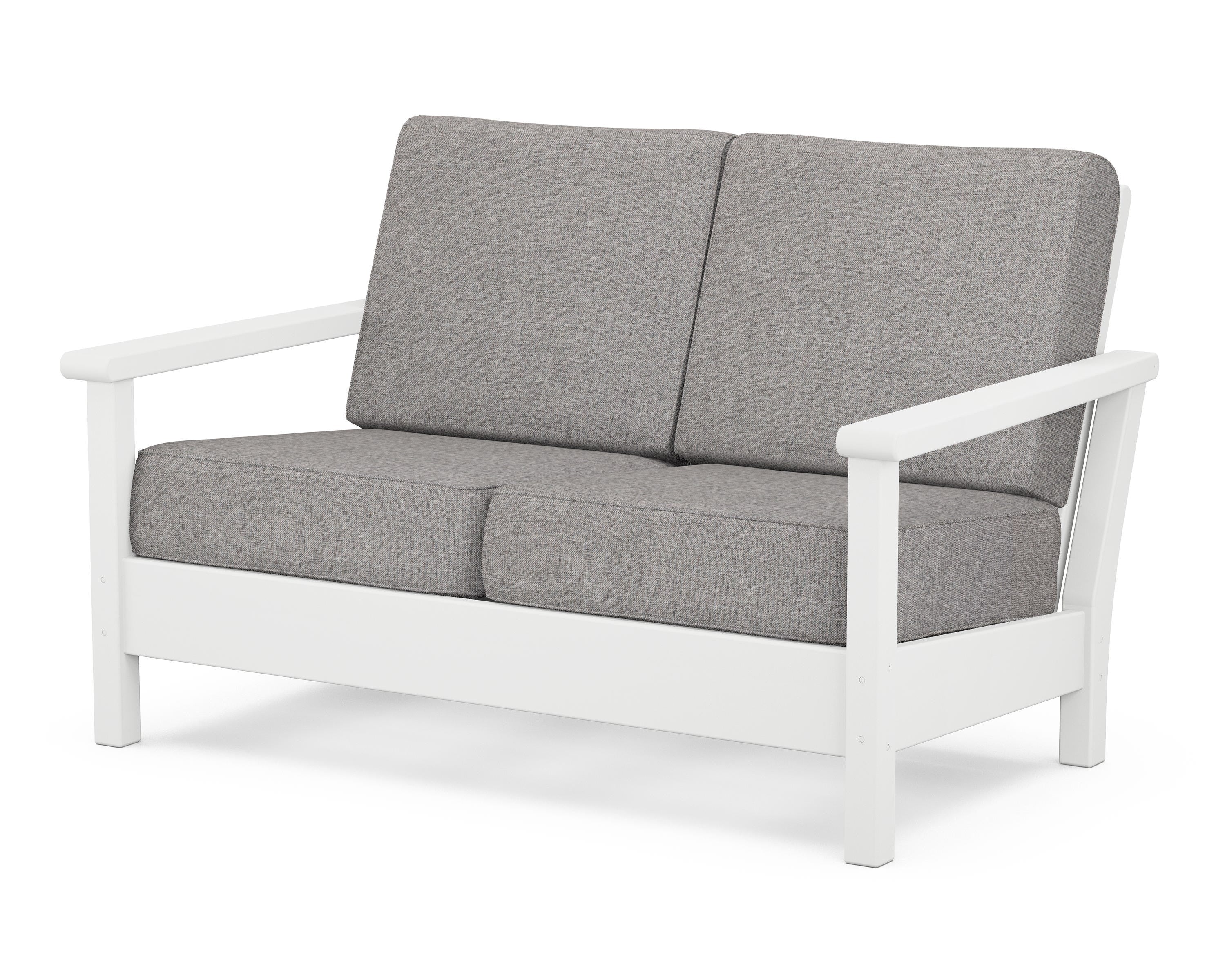 POLYWOOD® Harbour Deep Seating Loveseat in White / Grey Mist