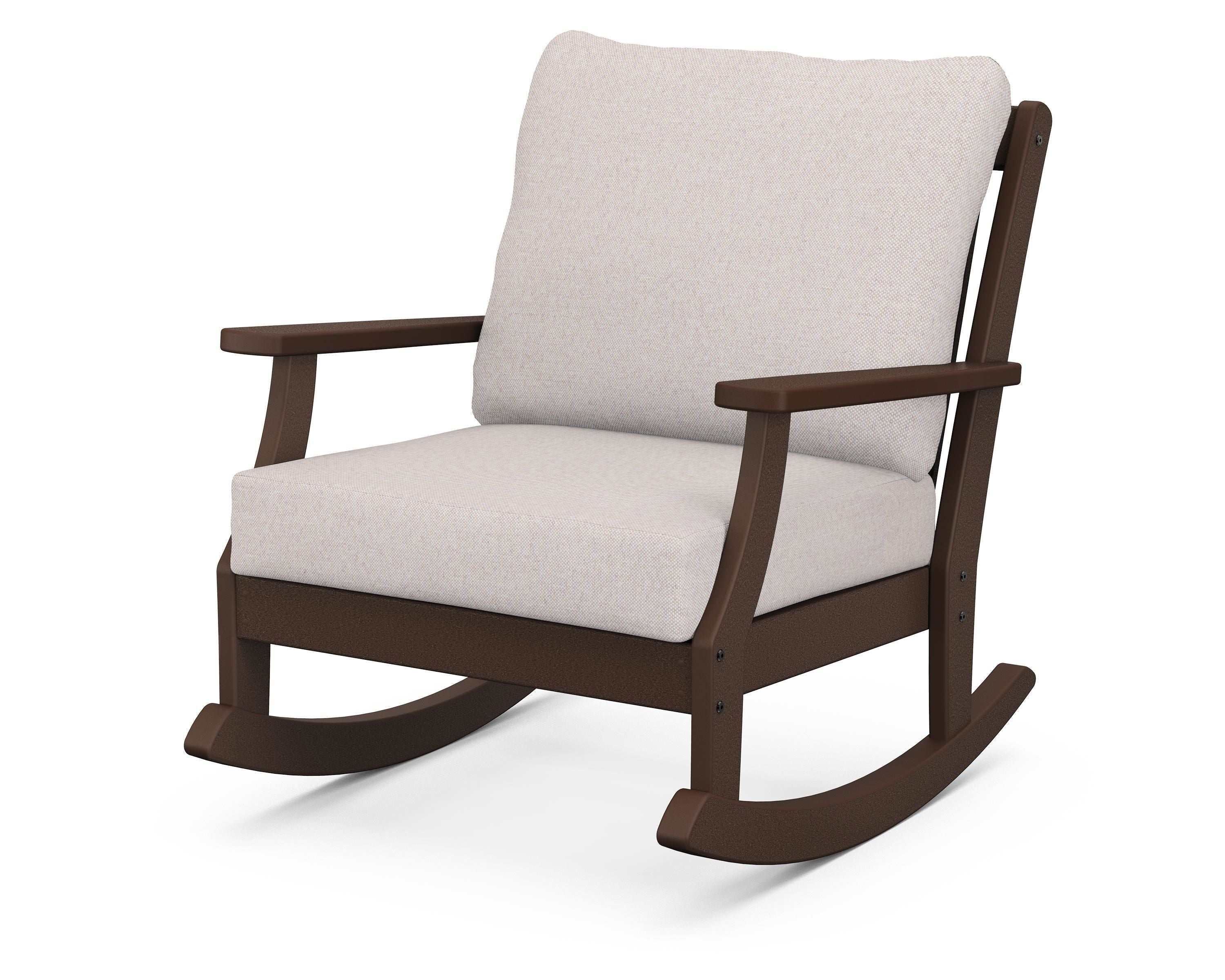 POLYWOOD® Braxton Deep Seating Rocking Chair in Mahogany / Dune Burlap