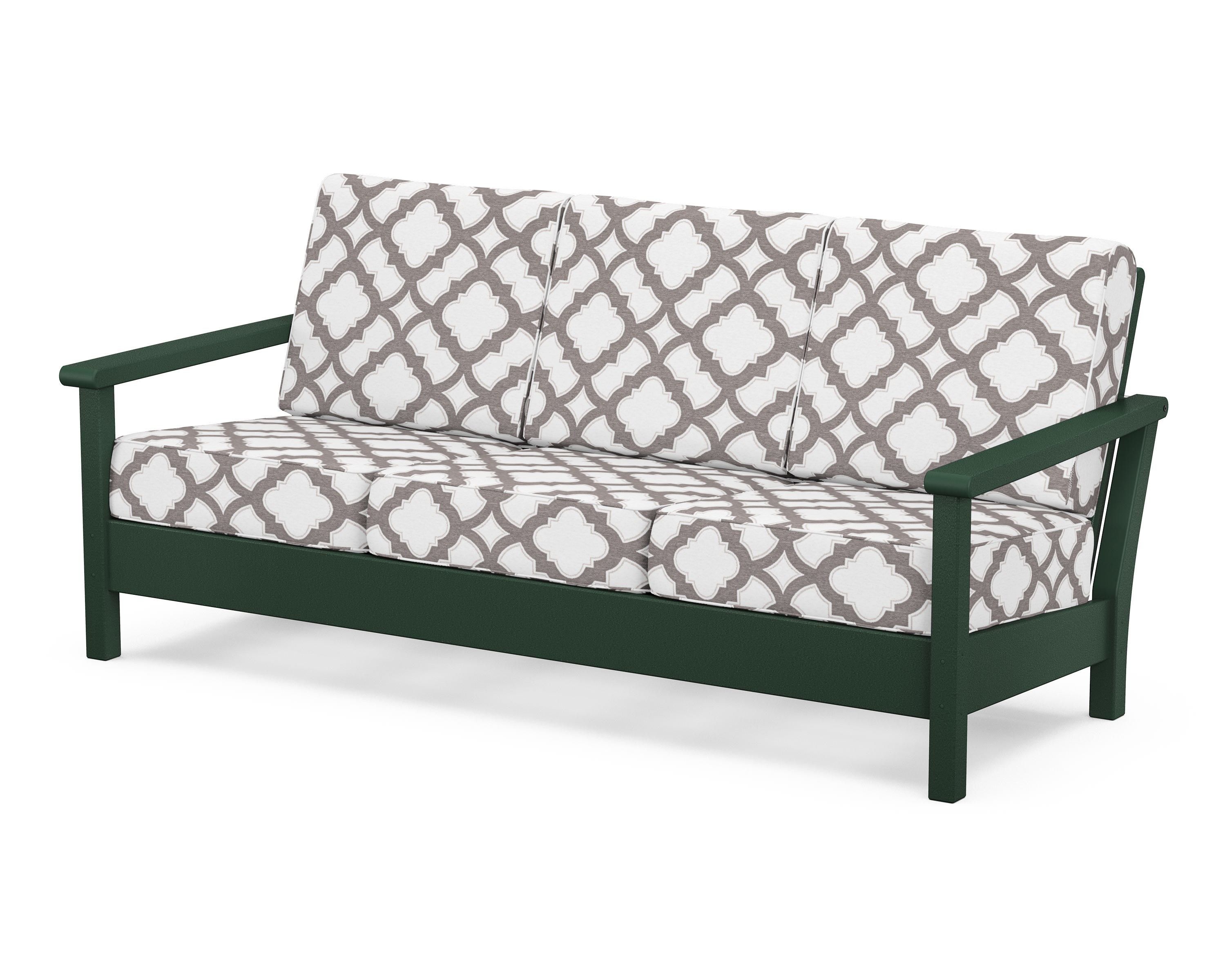 POLYWOOD® Harbour Deep Seating Sofa in Green / Trellis Grey Mist