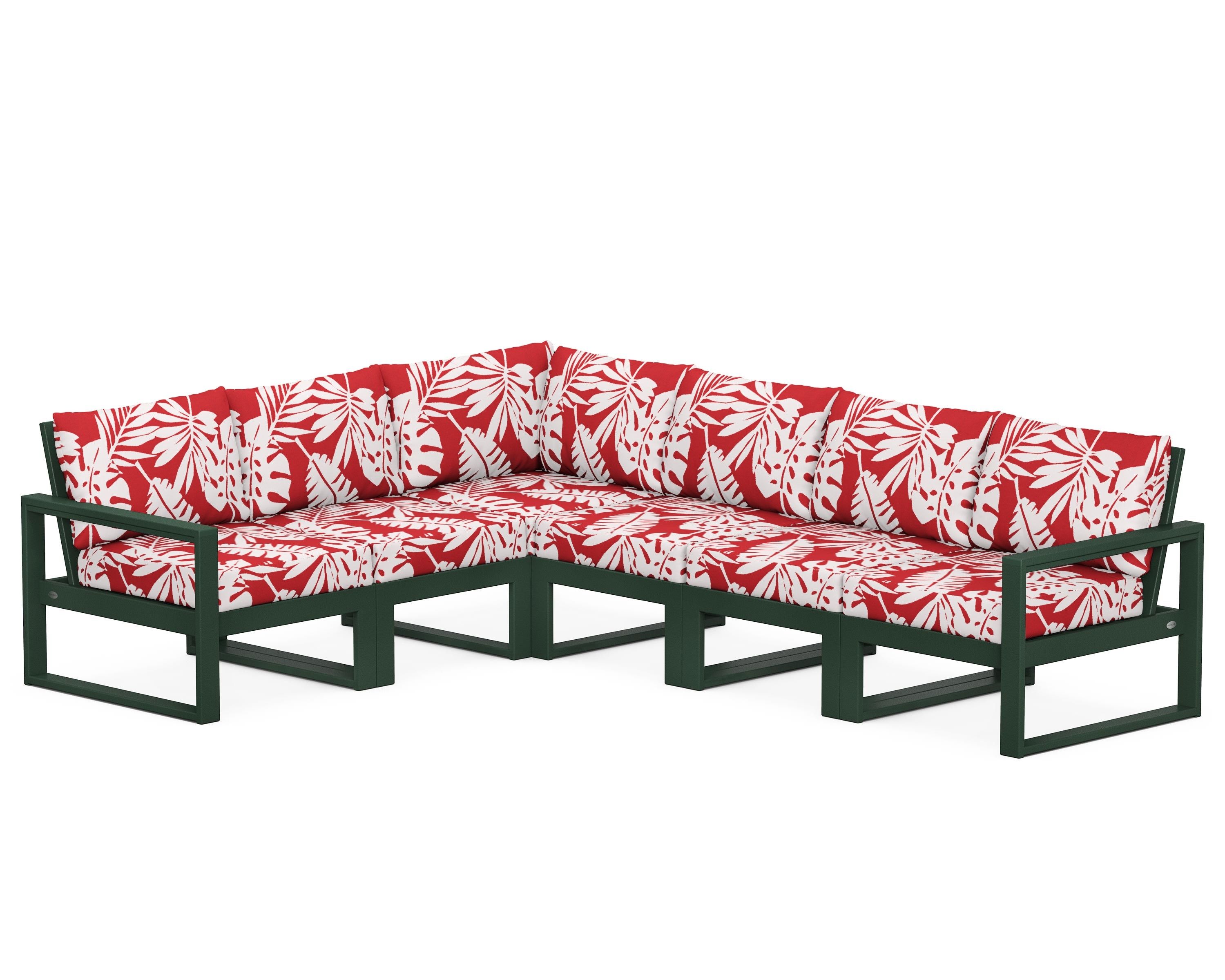 POLYWOOD® EDGE 6-Piece Modular Deep Seating Set in Green / Leaf Crimson