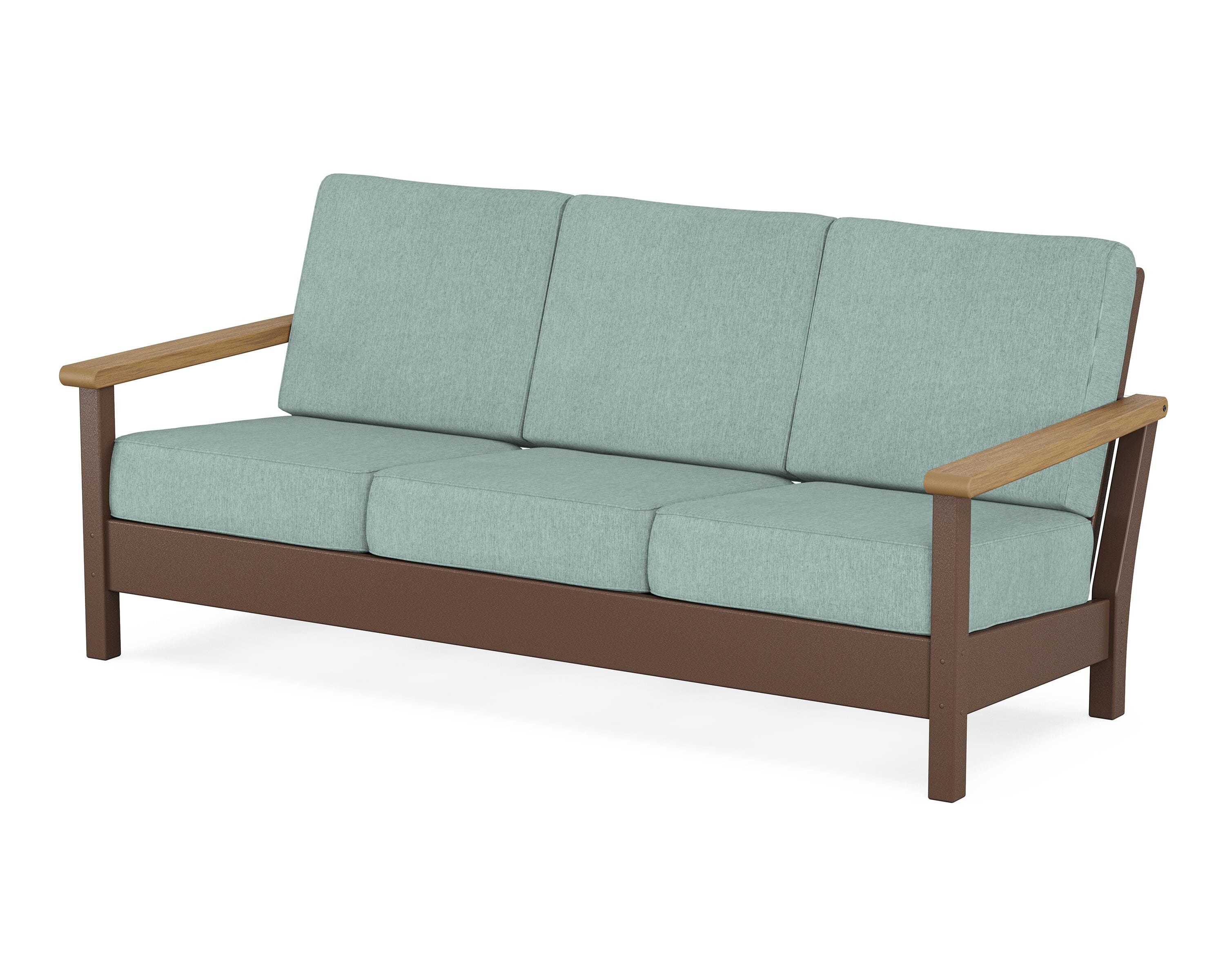 POLYWOOD® Harbour Deep Seating Sofa in Mahogany / Natural / Glacier Spa