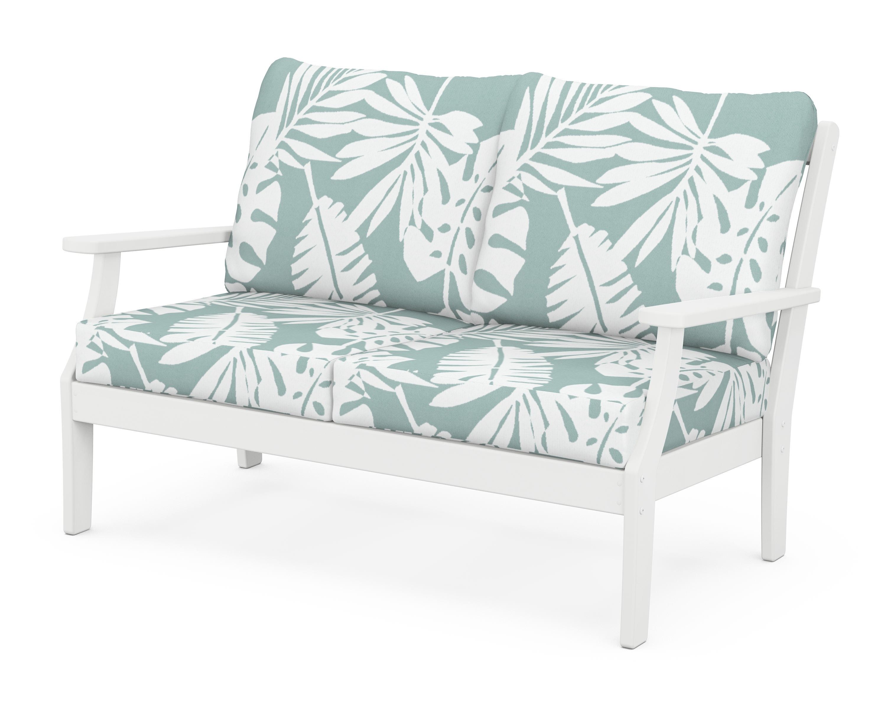 POLYWOOD® Braxton Deep Seating Loveseat in White / Leaf Glacier Spa