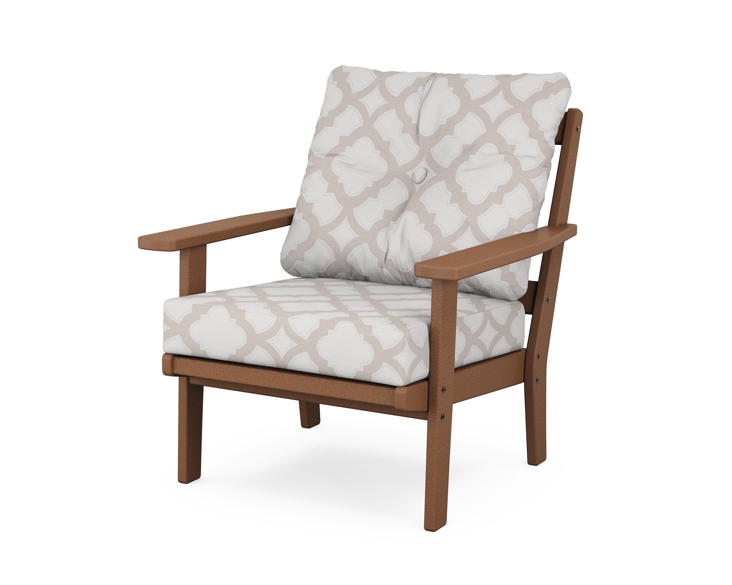 POLYWOOD® Oxford Deep Seating Chair in Teak / Trellis Dune Burlap
