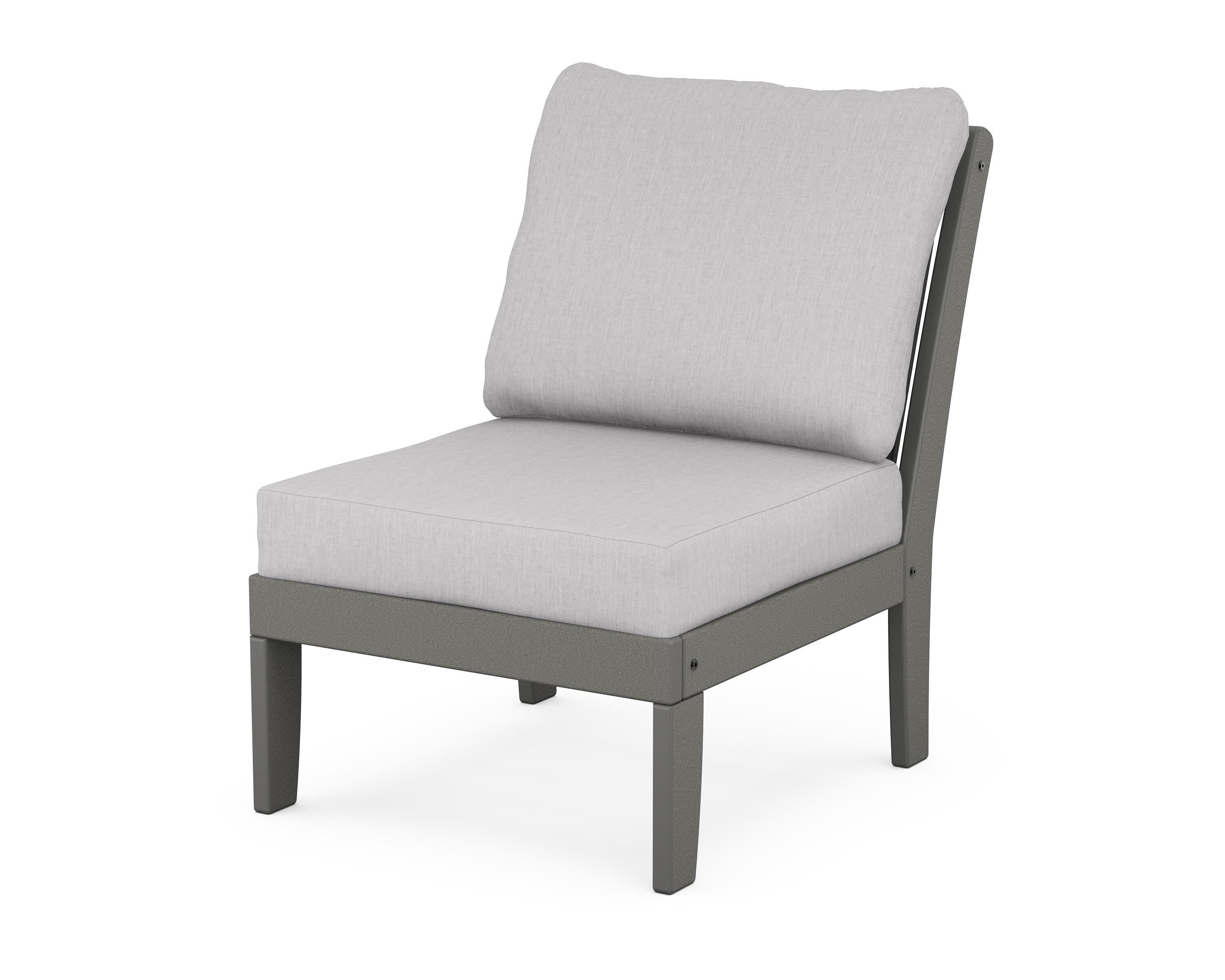 POLYWOOD® Braxton Modular Armless Chair in Slate Grey / Granite