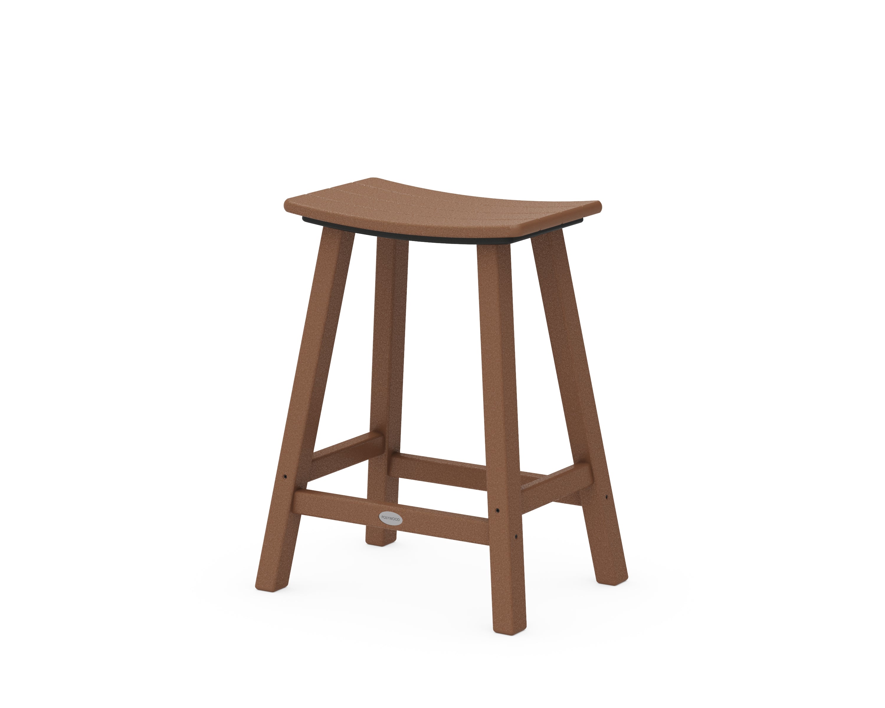 POLYWOOD® Traditional 24" Saddle Counter Stool in Teak