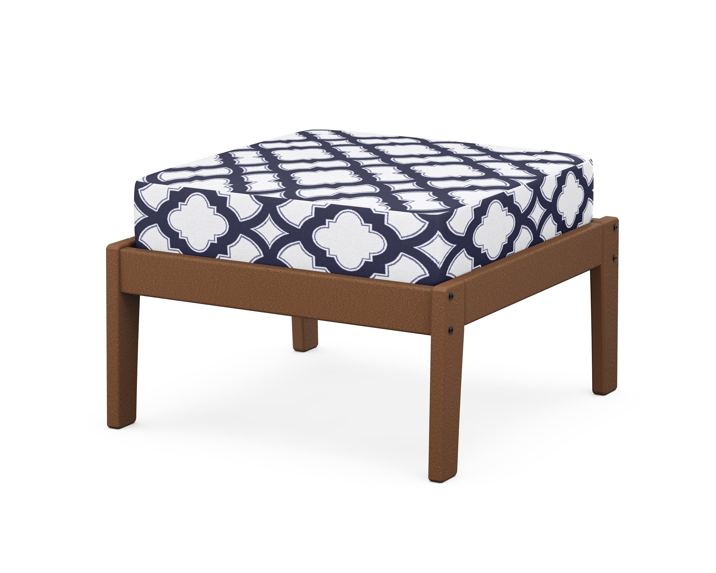 Unbranded Deep Seating Ottoman in Teak / Trellis Navy