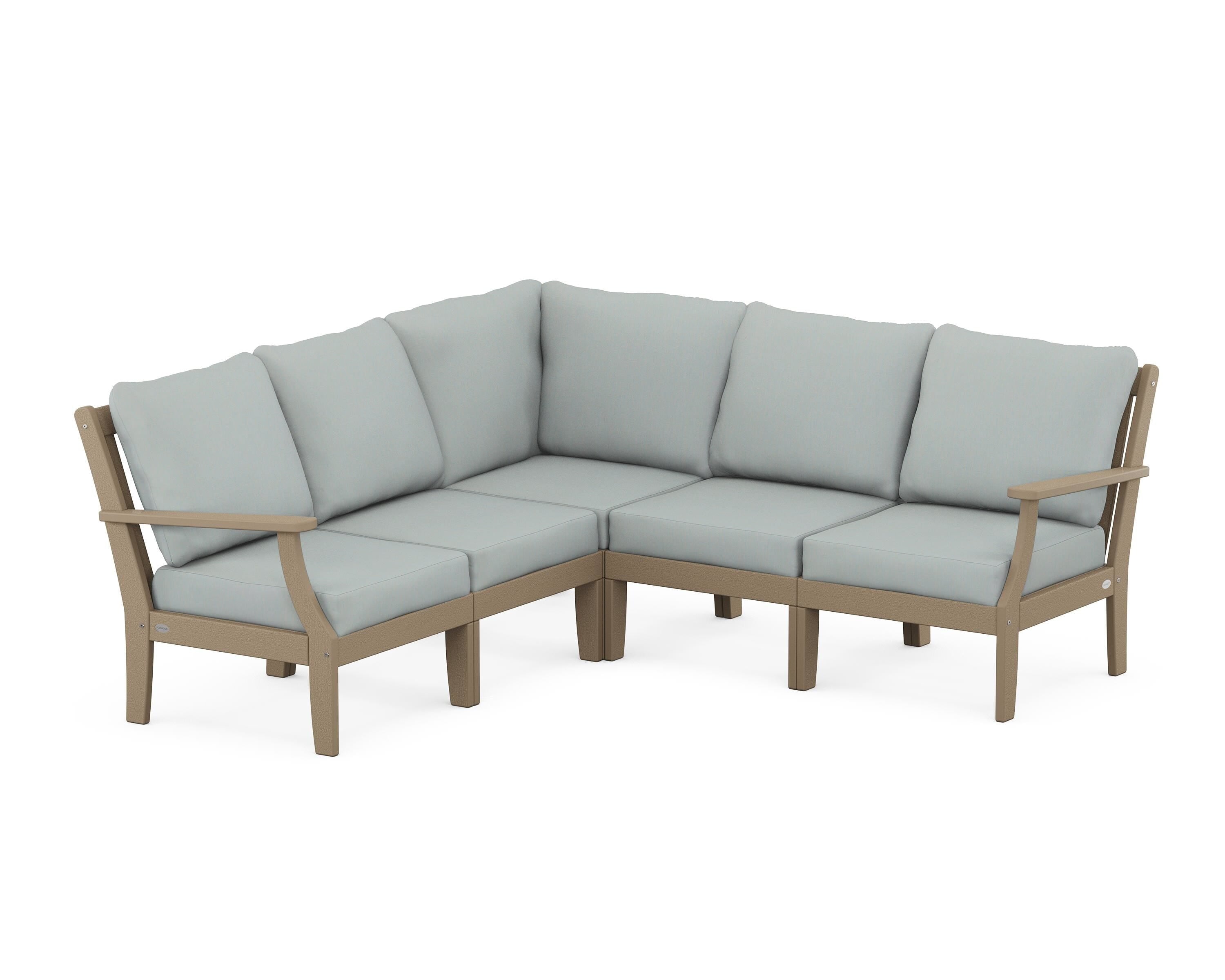 POLYWOOD® Braxton Modular 5-Piece Deep Seating Set in Vintage Sahara / Spa