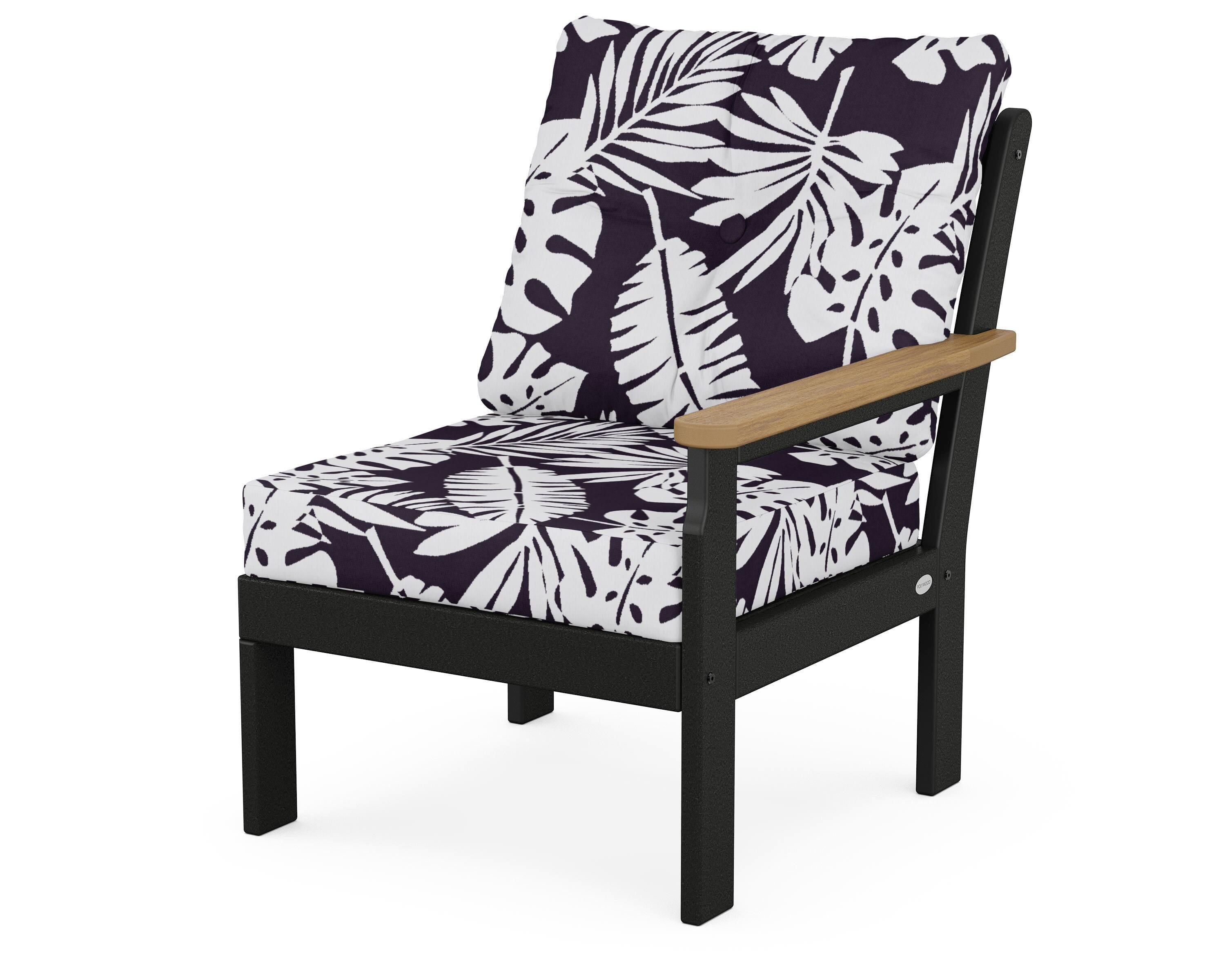 POLYWOOD® Vineyard Modular Right Arm Chair in Black / Natural / Leaf Navy