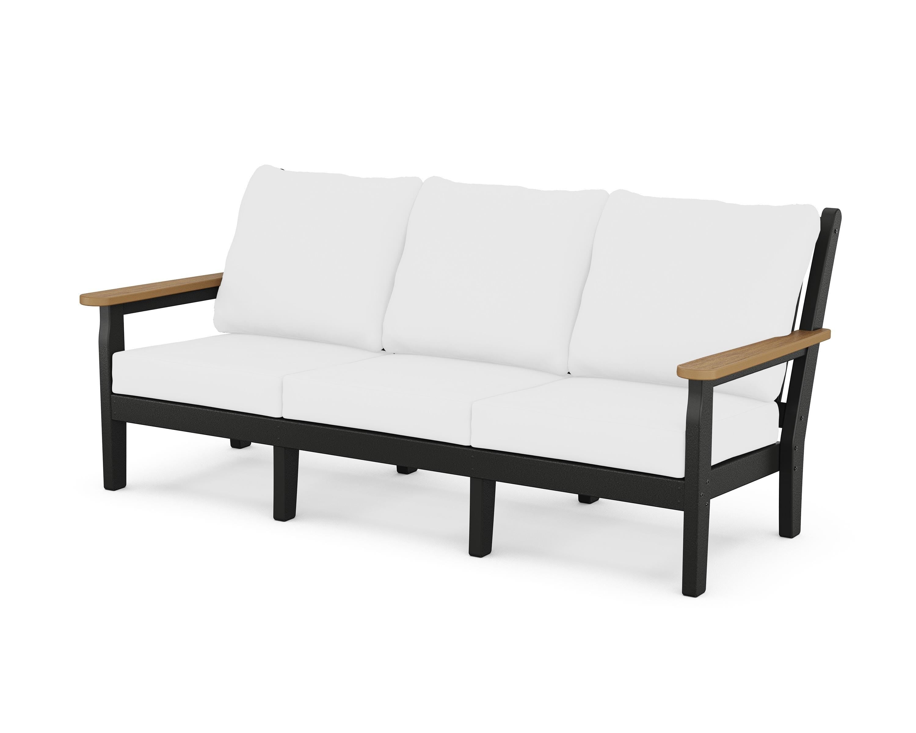 POLYWOOD® Chippendale Deep Seating Sofa in Black / Natural / Natural
