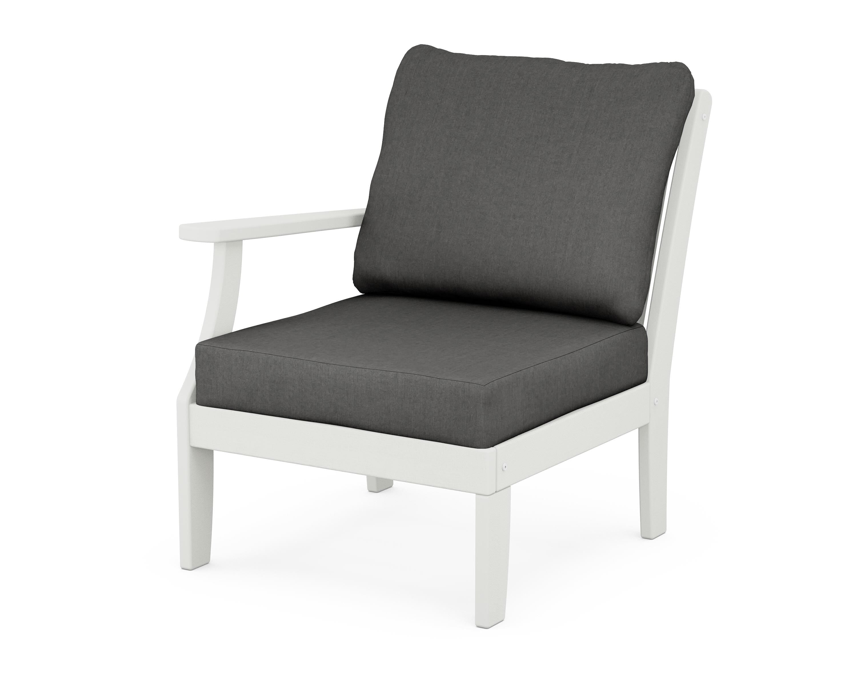 POLYWOOD® Braxton Modular Left Arm Chair in Vintage White / Spectrum Carbon