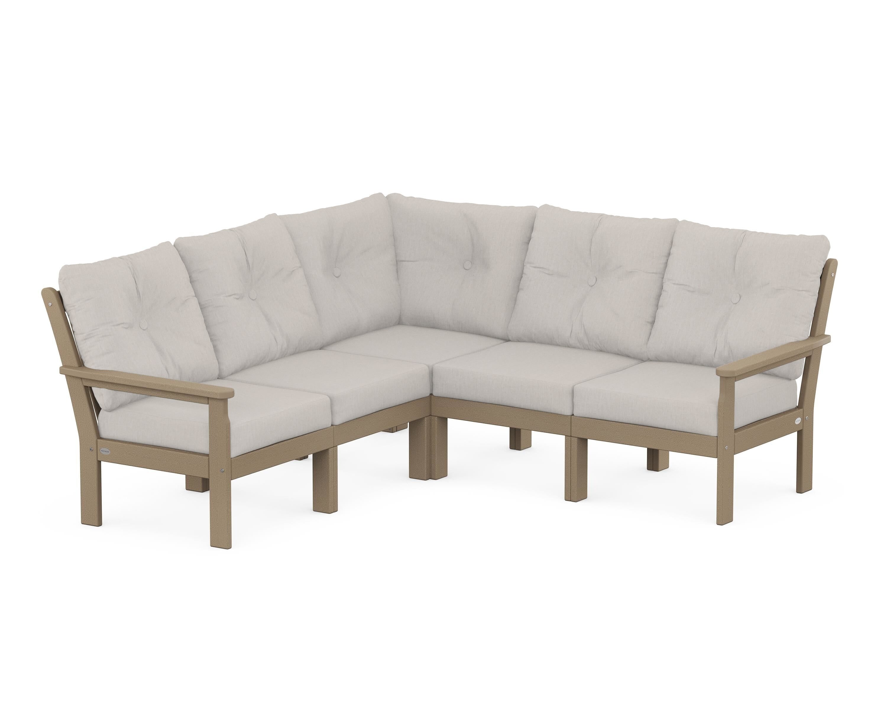 POLYWOOD® Vineyard 5-Piece Sectional in Vintage Sahara / Cast Ash