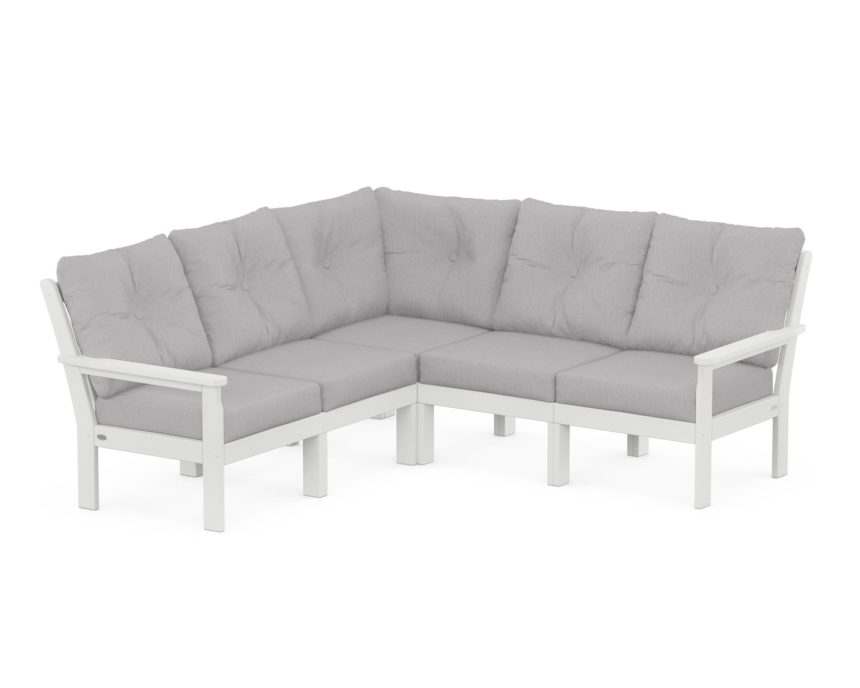 POLYWOOD® Vineyard 5-Piece Sectional in White / Granite